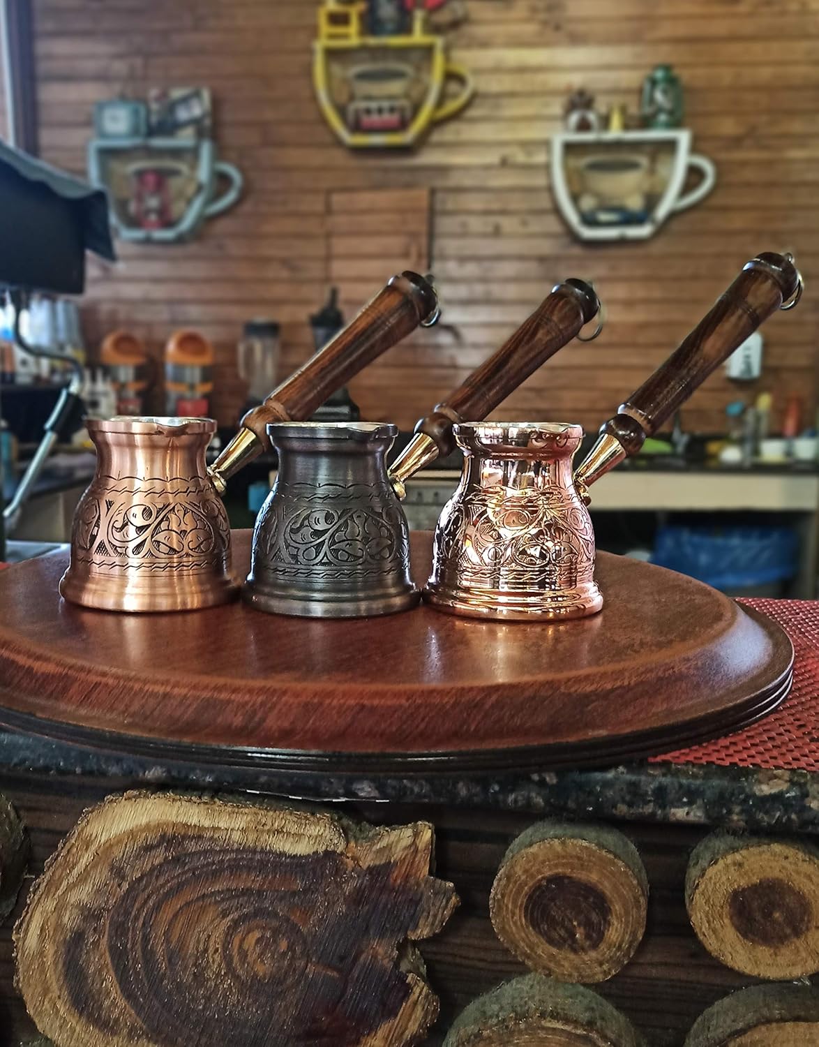DEDE Copper – Serie IST (mediano-9.6 fl.oz) – Cafetera árabe griega turca grabada de cobre macizo más grueso, cafetera para estufa, Cezve, Jezve,