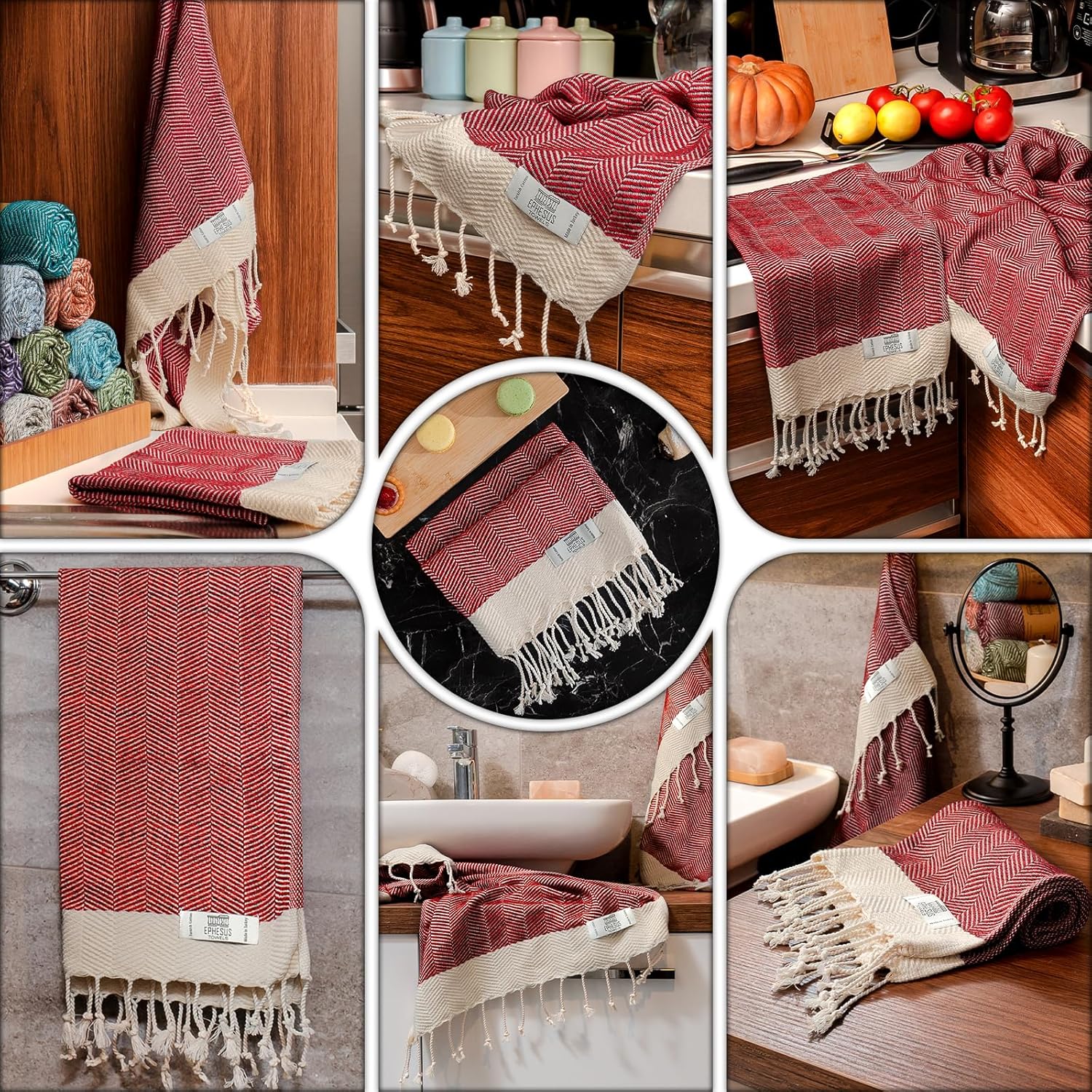 EPHESUS TOWELS Juego de 2 toallas de mano, 18 x 30 pulgadas, algodón turco, toalla de mano turca en espiga para baño, cocina, invitados, cara,