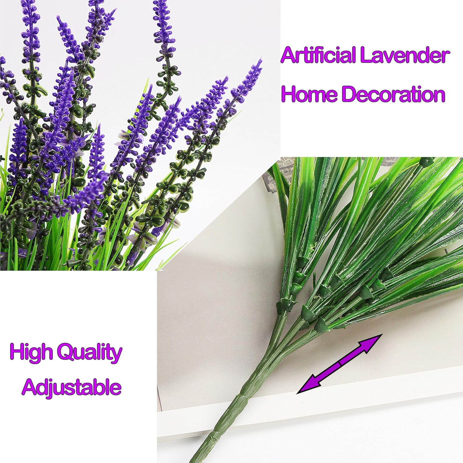 6 plantas artificiales para exteriores, hierba falsa de mono con flores, hierba con flores moradas, flores de imitación para decoración de ventana,