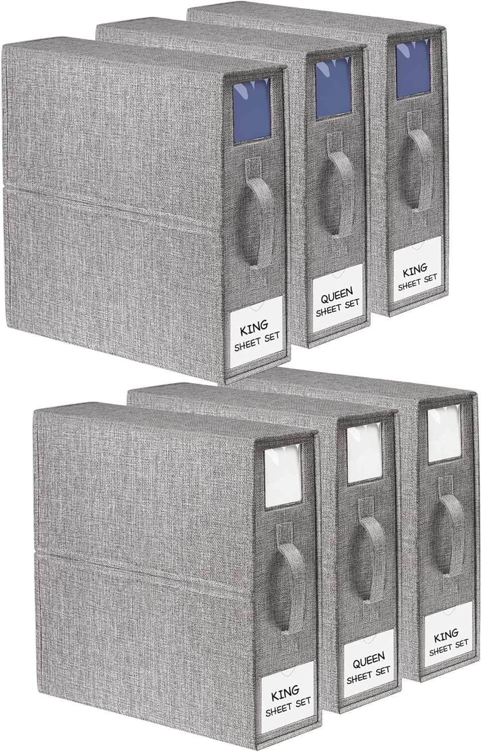 YUOROS Juego de sábanas plegables para organizar sábanas (tamaño Queen o King) de tela para sábanas, fundas de edredón y fundas de almohada,