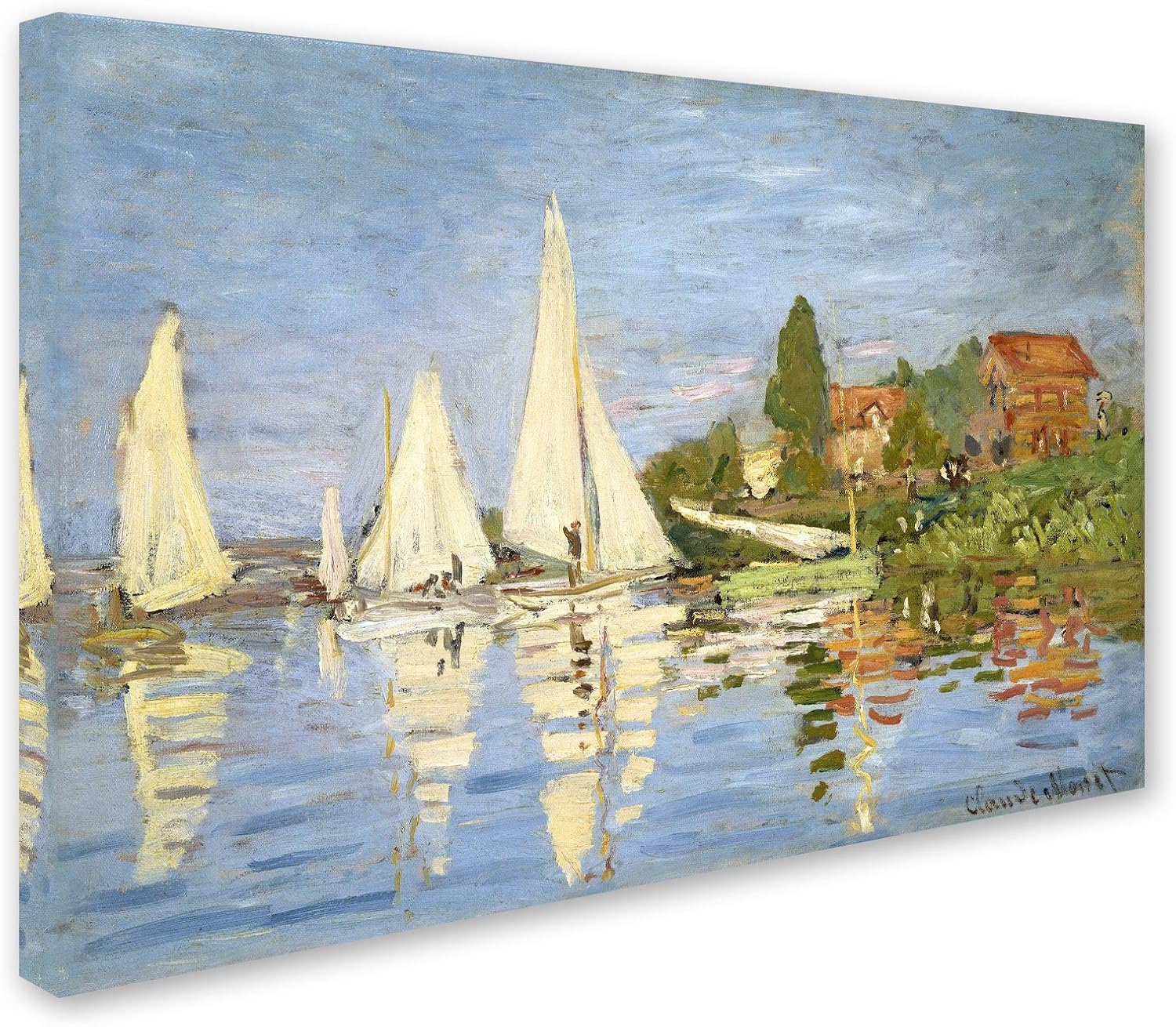 Arte de pared en lienzo Regatta at Argenteuil de Claude Monet, 22 x 32 pulgadas