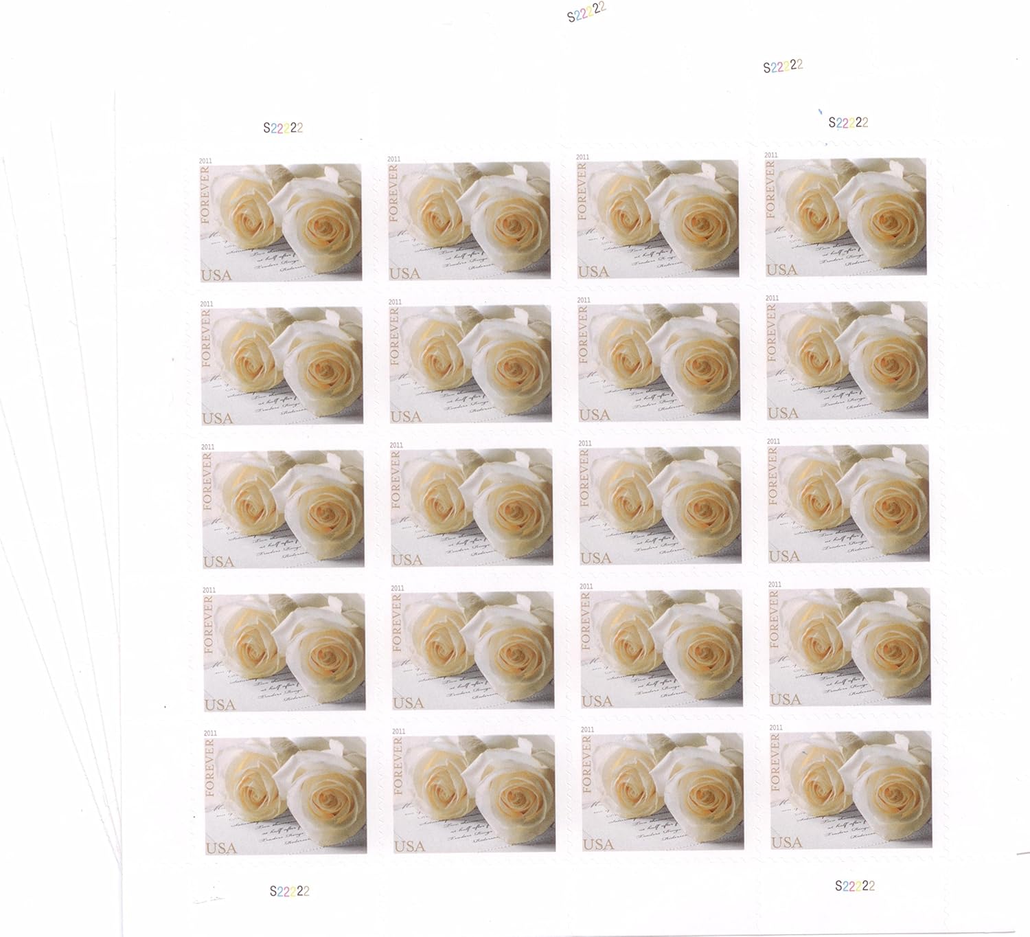 Hojas de rosas para boda USPS Forever Stamps