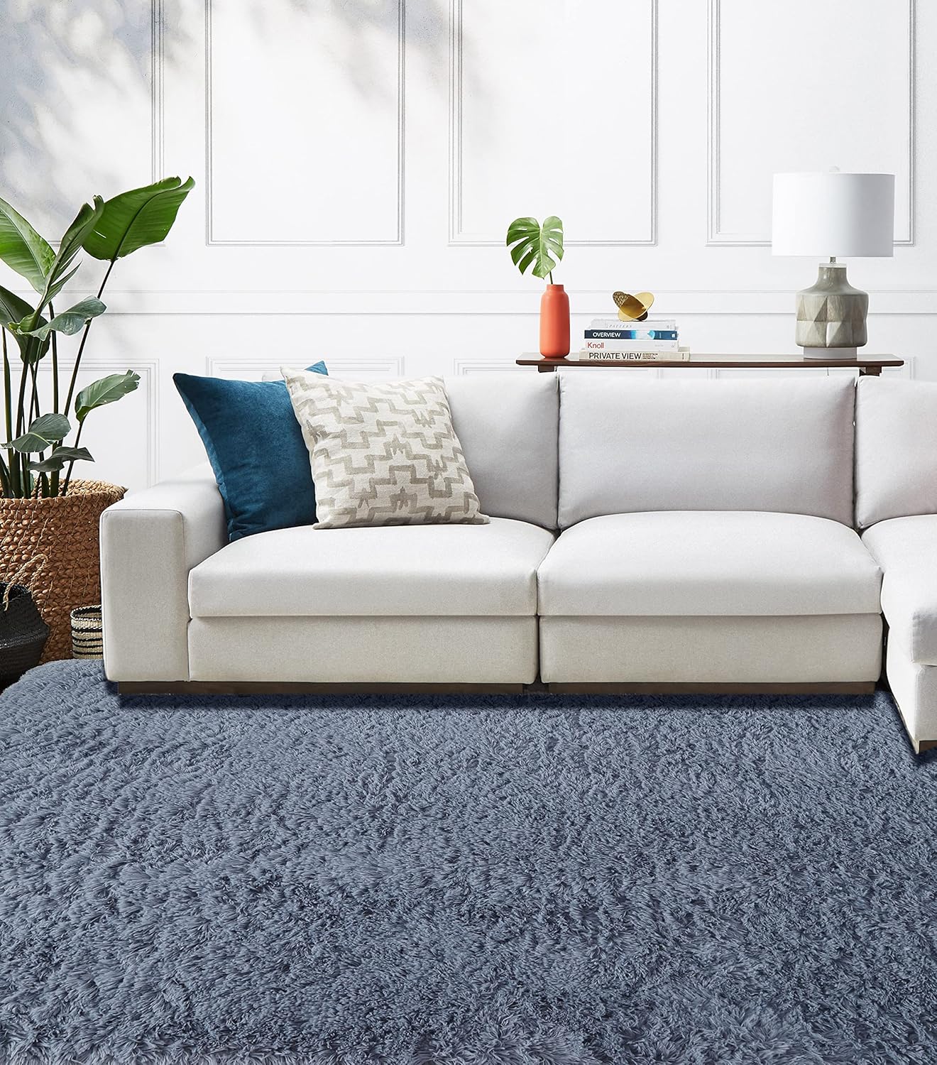 Blue Area Rugs for Living Room, Ultra Soft 4×6 Feet Blue Grey Shaggy Rugs for Bedroom, Kids Room, Home Decor High Pile Velvety 4’x6′ Shag Carpets