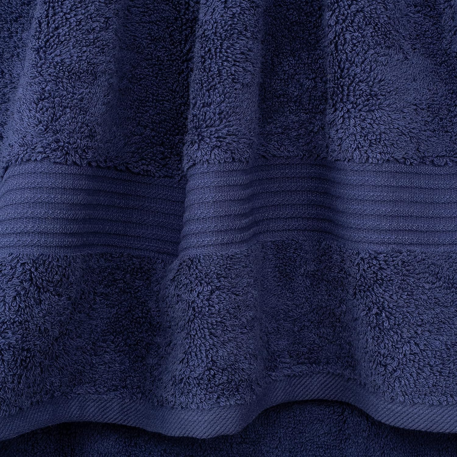 Cotton Paradise – Set de 4 toallas de baño 100% de algodón turco, suaves y absorbentes, color azul marino, 27 x 54in