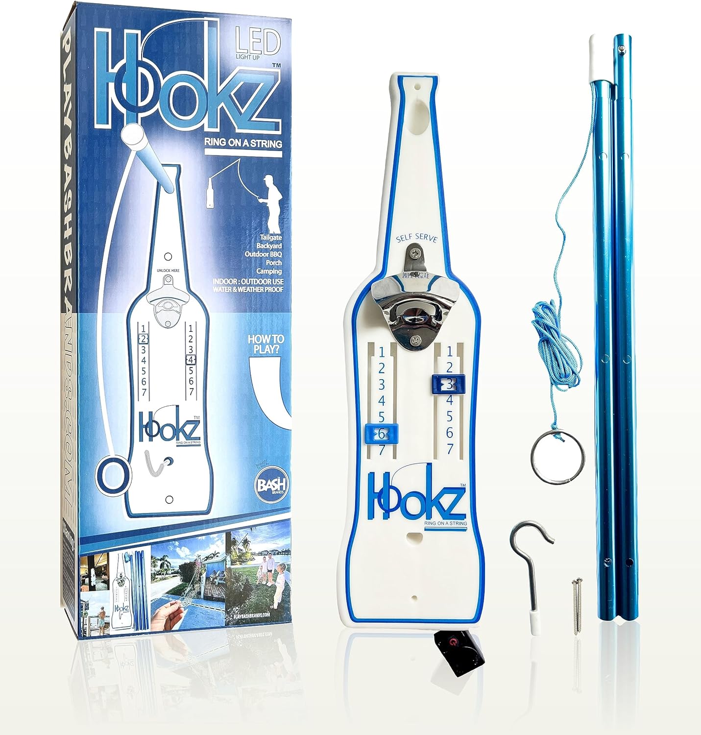 Poleish Sports Bottle Bash Brands Hookz – Anillo LED en un juego de cuerdas (todo tipo de clima, interior o exterior)