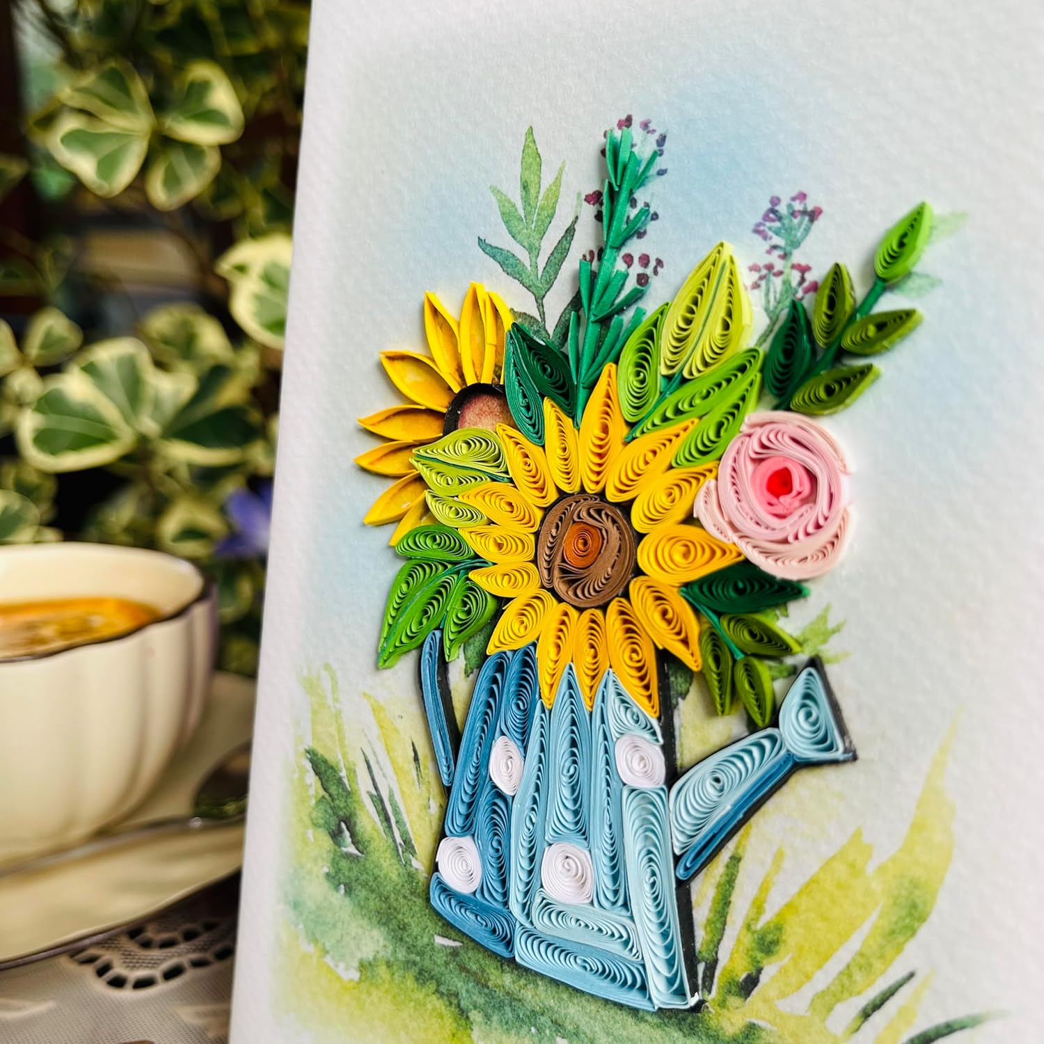 KingKraft Tarjeta de girasol Quilling, tarjeta de cumpleaños para mujer, tarjeta de feliz cumpleaños para mamá, tarjeta de aniversario para esposa,