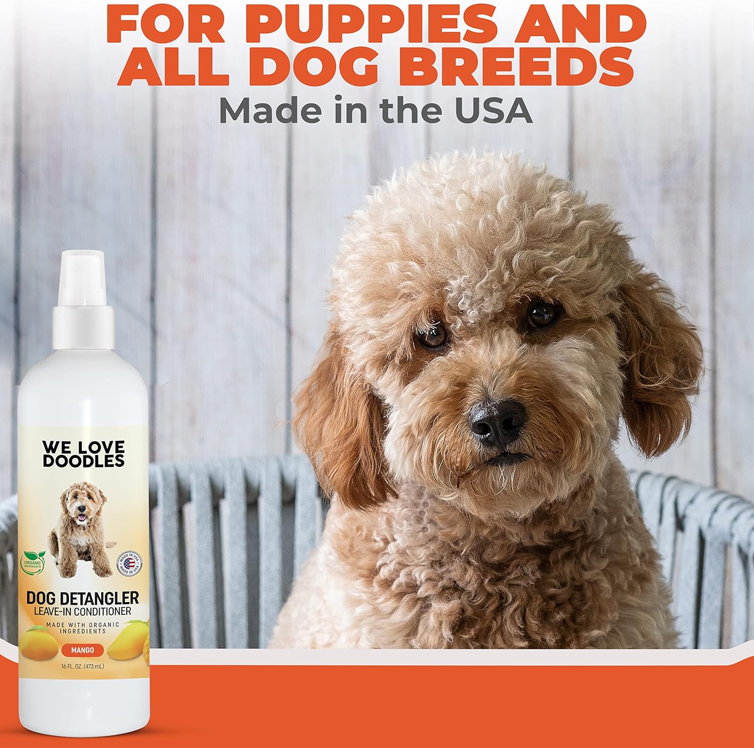 We Love Doodles Spray desenredante para perros, acondicionador sin enjuague para perros, espray desenredante para perros, espray desenredante para