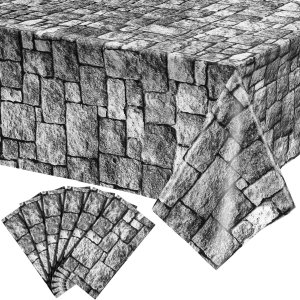 Manteles de pared con temática medieval, suministros desechables de plástico con piedra de ladrillo, fundas de mesa de pared de ladrillo para Manteles de pared con temática medieval, suministros desechables de plástico con piedra de ladrillo, fundas de mesa de pared de ladrillo para