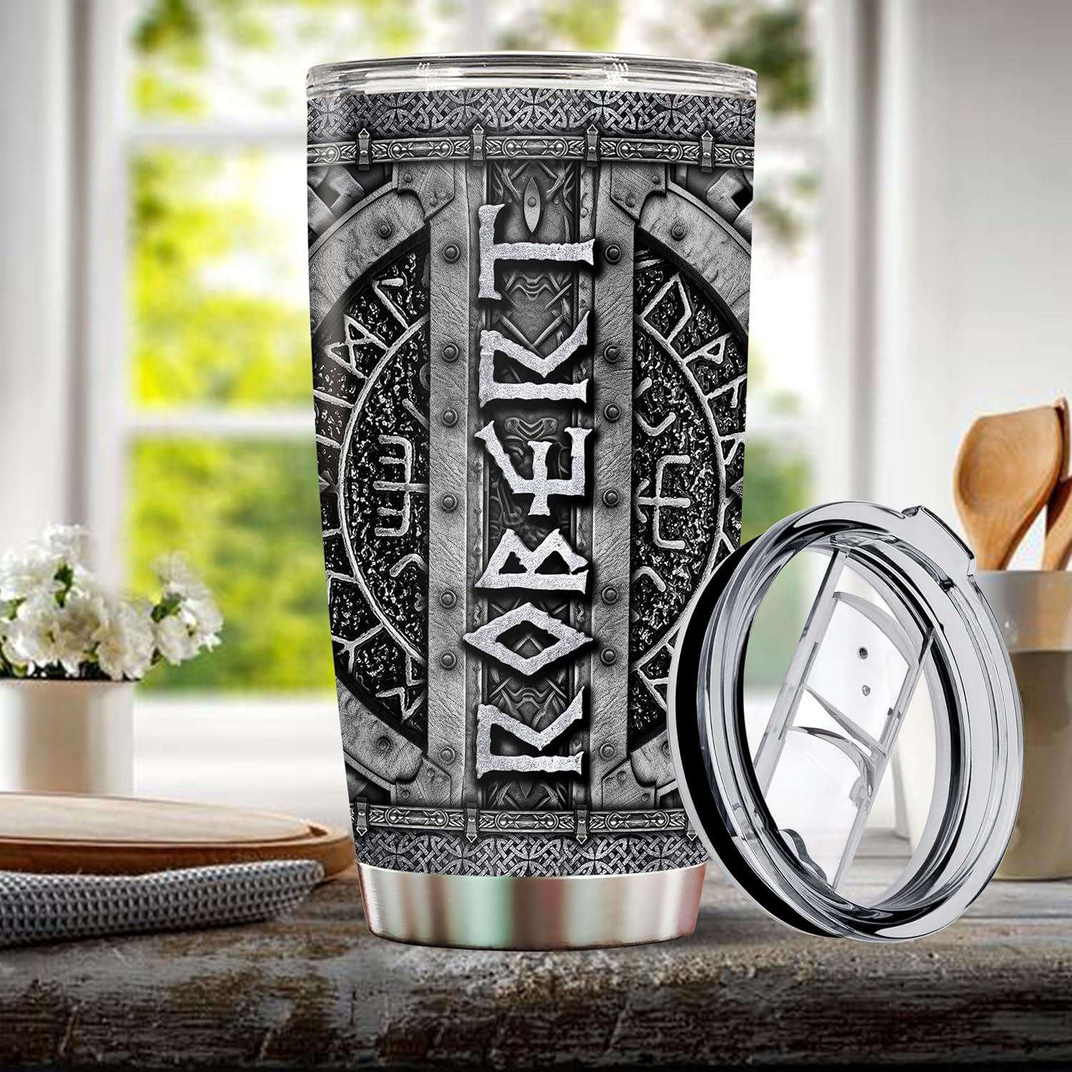 Regalos personalizados de lobo para hombres, niños, papá, esposo, 20 onzas, taza de café aislada de acero inoxidable, taza de viaje, botella de agua