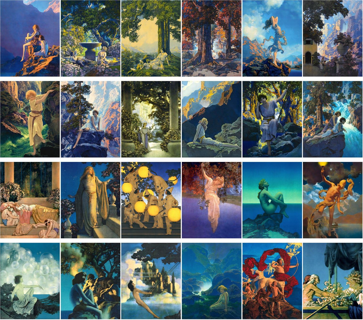 Calcomanías grandes (24 piezas de 2.5 x 3.5 pulgadas) increíbles paisajes y gente hermosa, ilustración de arte de pared vintage