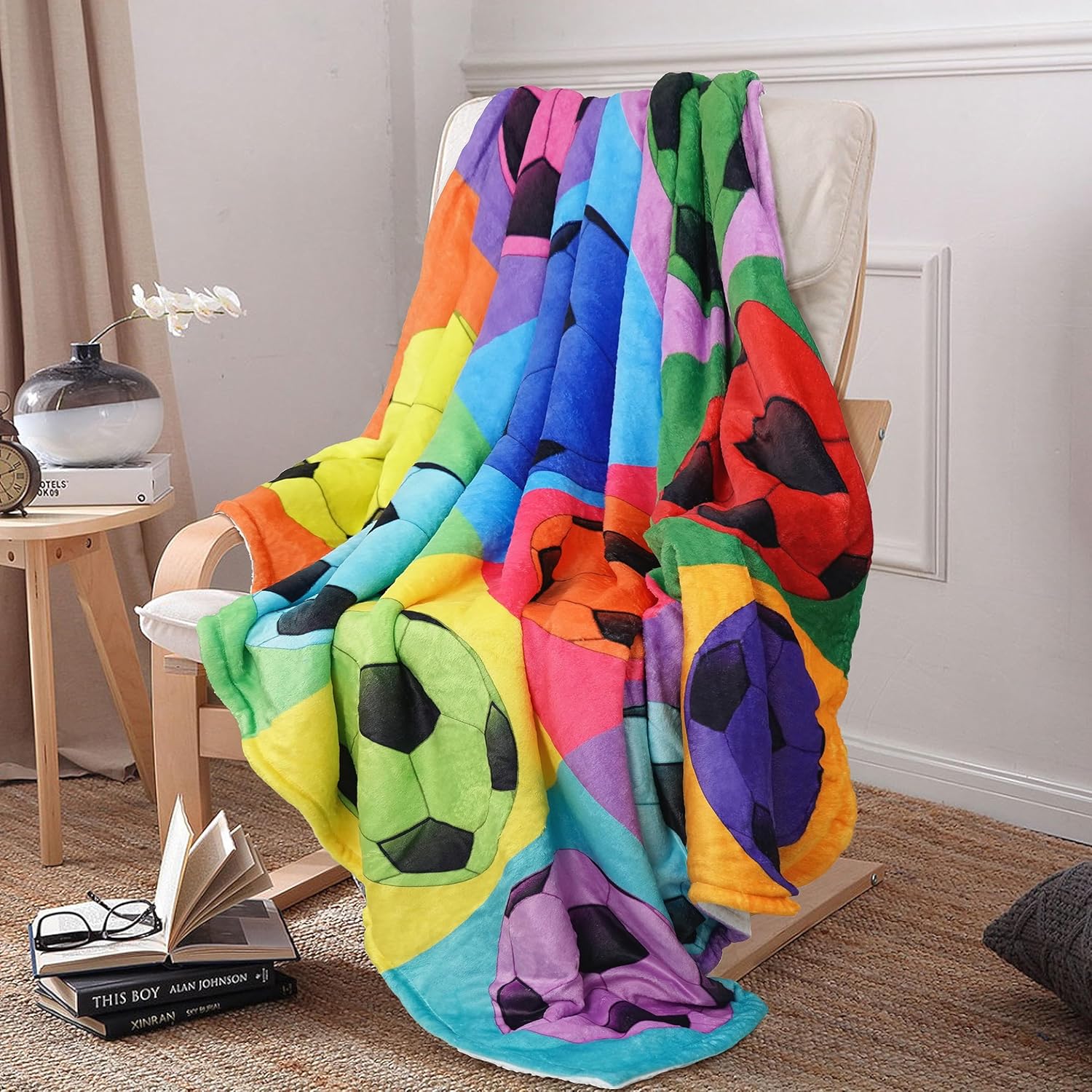 Manta Sherpa de fútbol, regalos para niños y niñas, amantes del fútbol, mantas y mantas de franela súper suaves para fútbol al aire libre para ropa