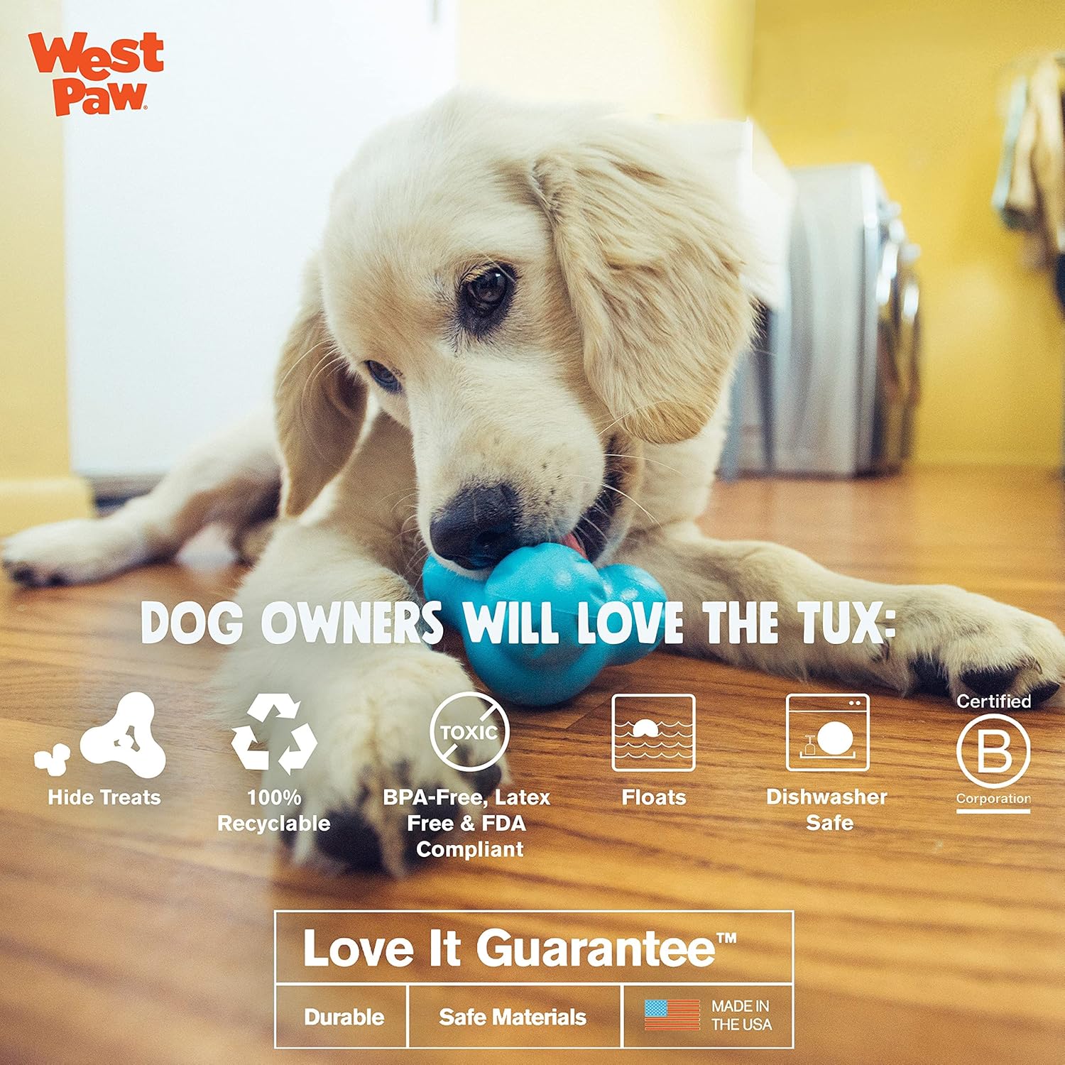 West Paw Zogoflex Tux Treat – Juguete masticable para perros – Juguete masticable interactivo para perros – Juguete de enriquecimiento para perros –
