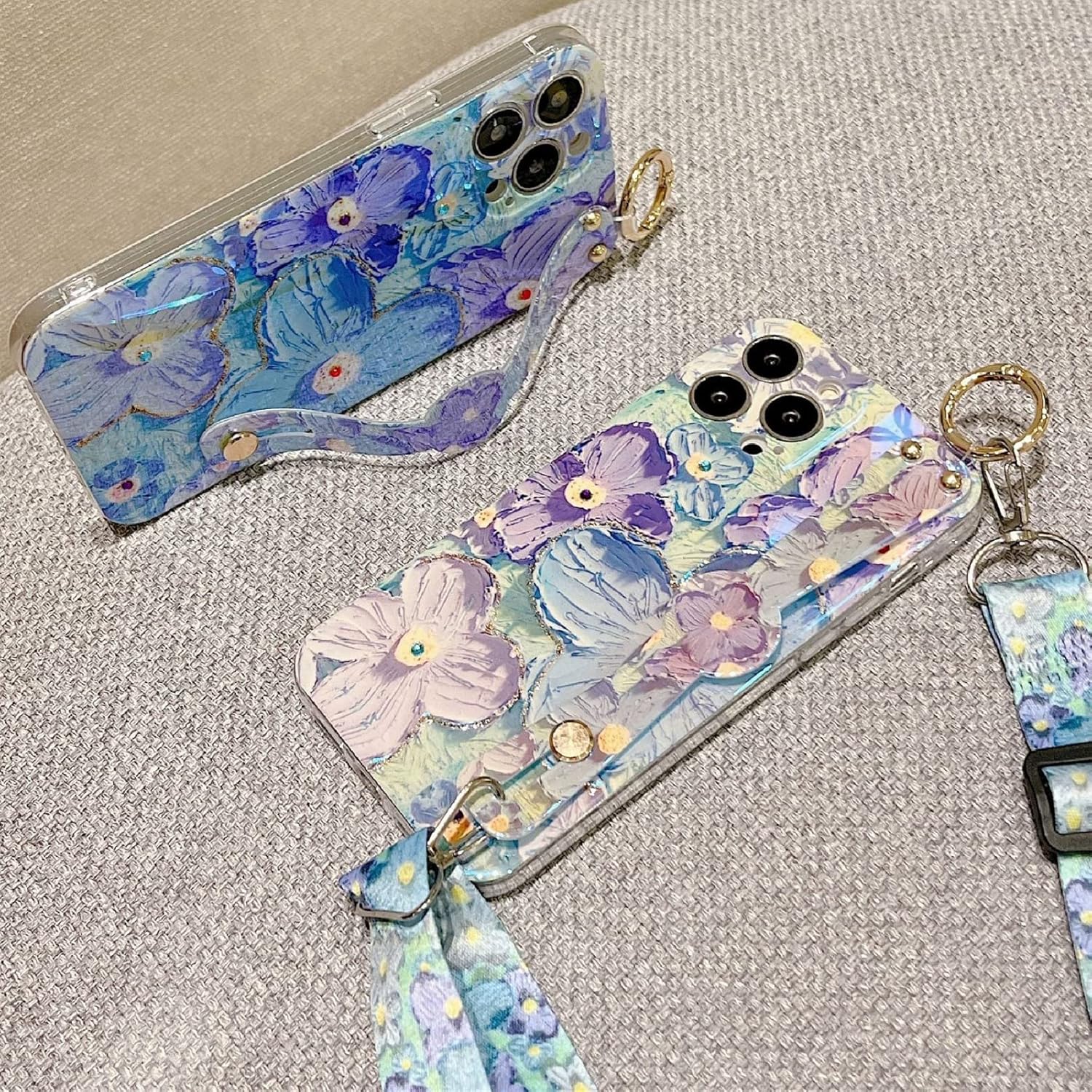 Funda de teléfono con soporte de flores de pintura al óleo suave para Samsung Galaxy A73 A53 A33 A23 A13 4G 5G, correa de muñeca, cordón, cubierta