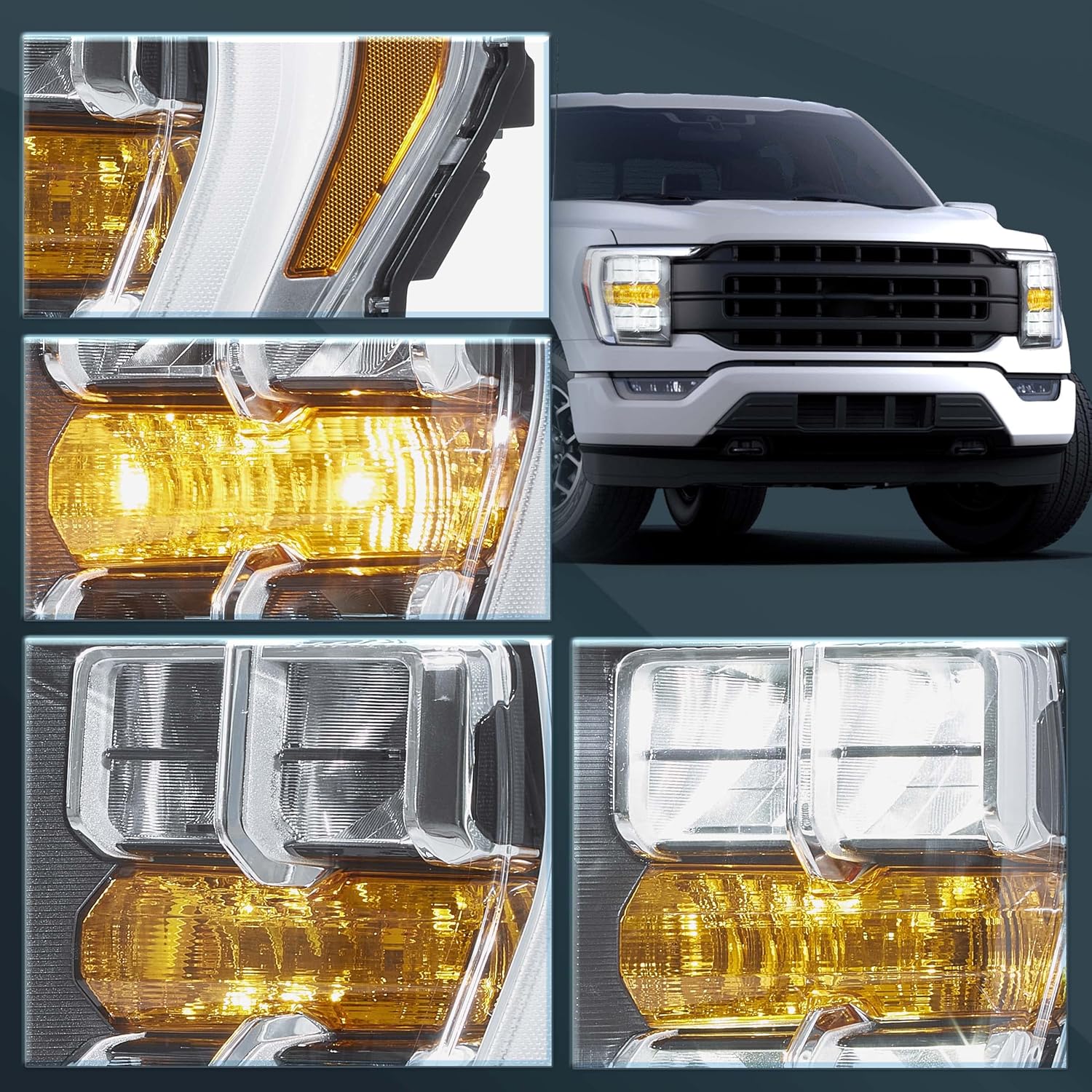 VLAND Conjunto de faros LED para Ford F150 2021-2023 14 generación XL, XLT, Lariat, Tremor, Raptor, King Ranch, Platinum, Limited,