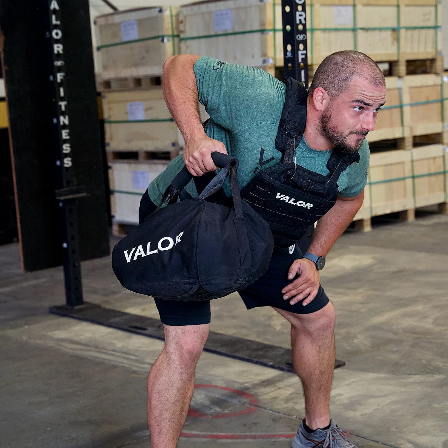 Valor Fitness Bolsa de arena Work Out – Bolsa de lona autolenada – Mango de agarre grueso – Construcción de vinilo resistente – Cremallera reforzada