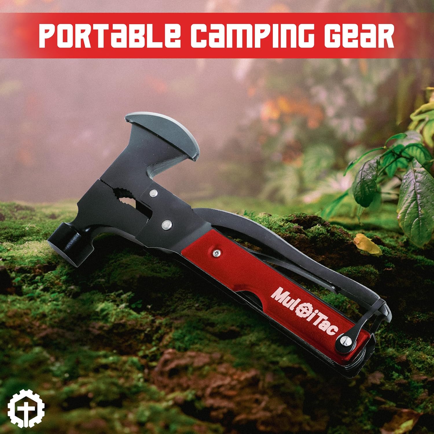 Martillo de hacha multiherramienta para campamento, equipo de supervivencia 16 en 1 con cuchillo, alicates, sierra, destornillador, abrebotellas,