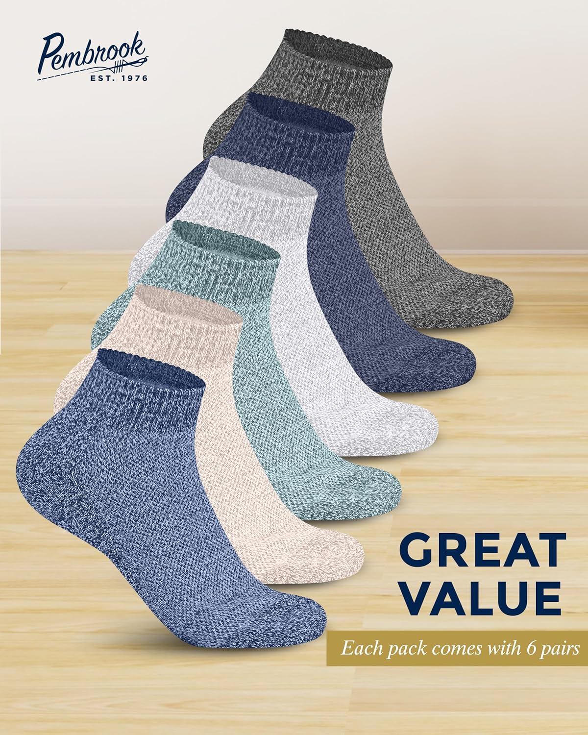 Pembrook Calcetines tobilleros para diabéticos para hombres y mujeres, 6 pares de calcetines de corte bajo sin costuras para diabéticos para mujer