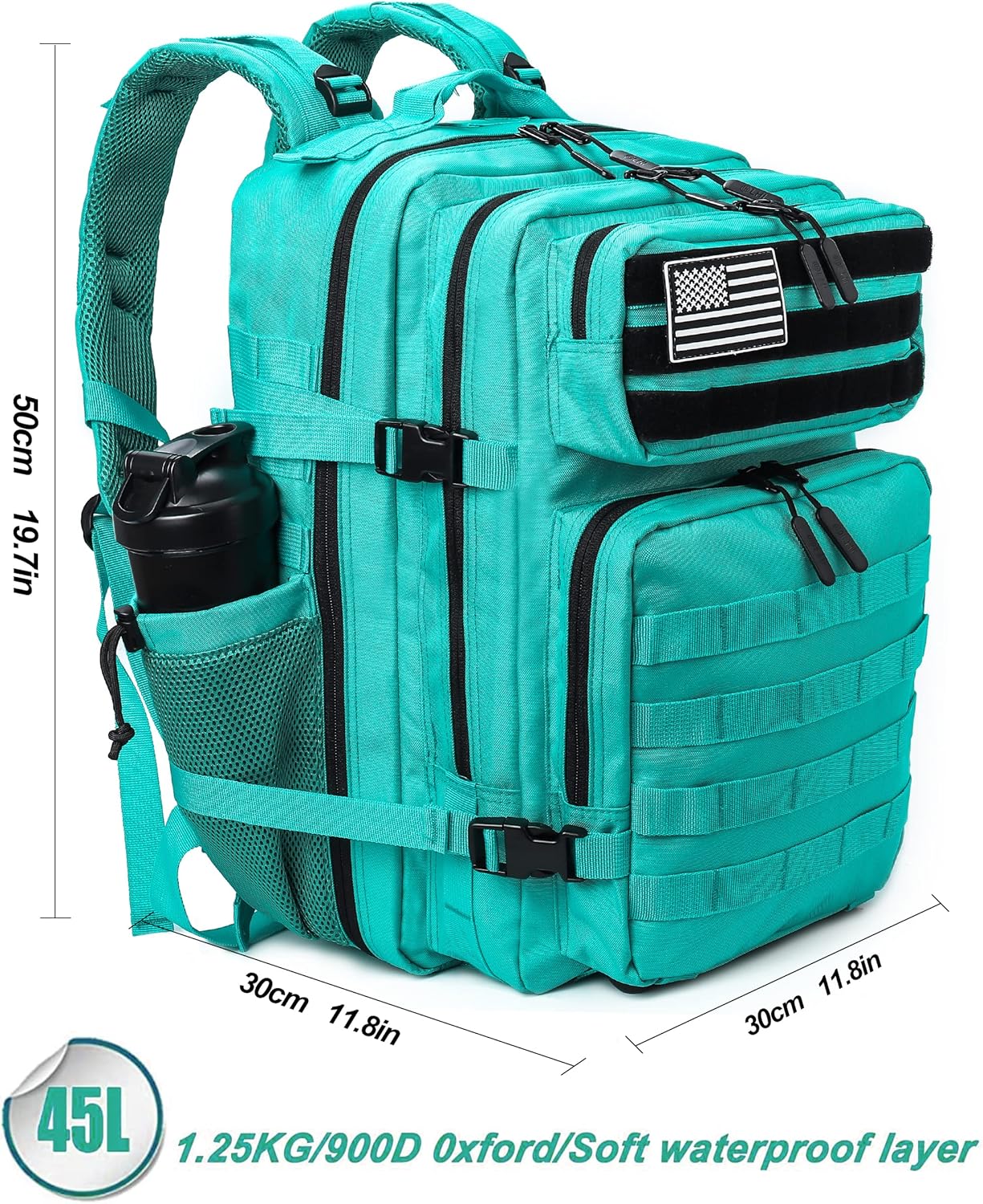 LHI Mochila táctica militar para hombres y mujeres, 45L, 3 días, paquete de asalto, mochila grande con sistema Molle