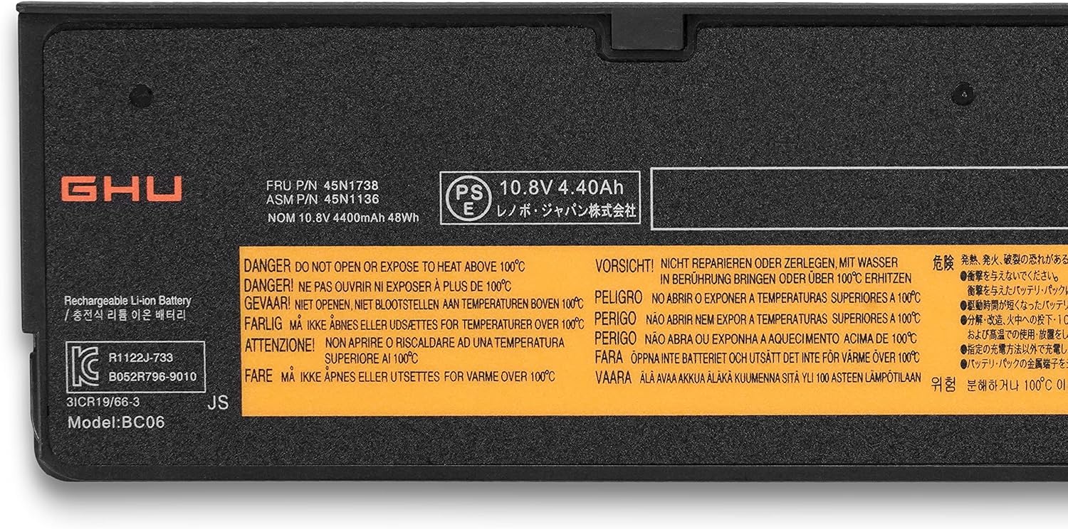 GHU Premium 48 WHR 68+ 0C52861 0c52862 0c52862 compatible con batería Lenovo T460, Lenovo ThinkPad W550s, batería Lenovo T450s, probada por UL,