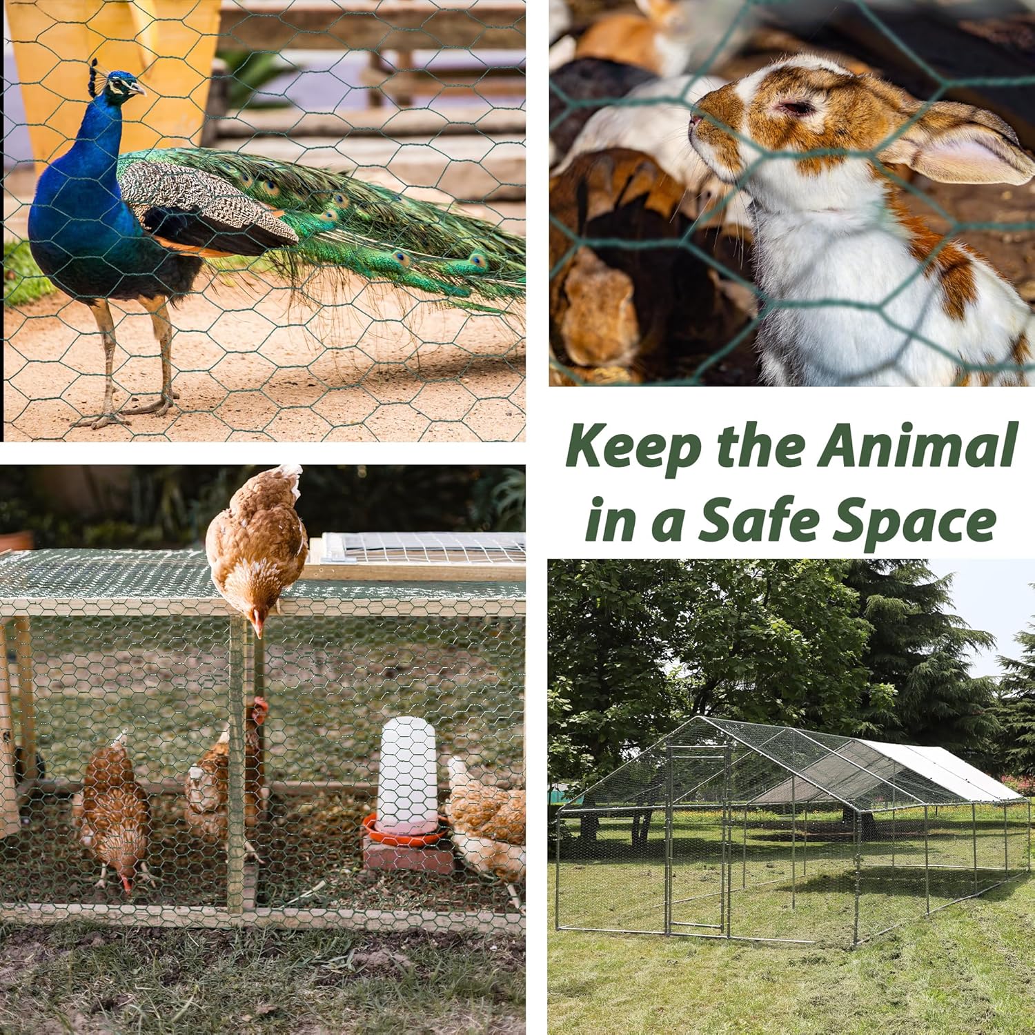 Cerca de alambre de pollo de 3.6 pies x 157 pies, malla de tela para jardín, valla de corral, valla de aves de corral, cercas para perros para patio