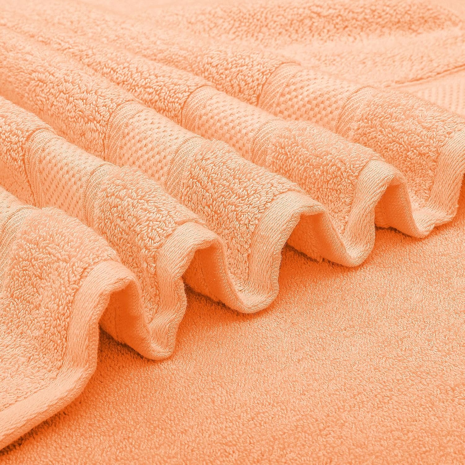 Magshion Juego de 6 toallas de mano de algodón suave para baño, color melocotón