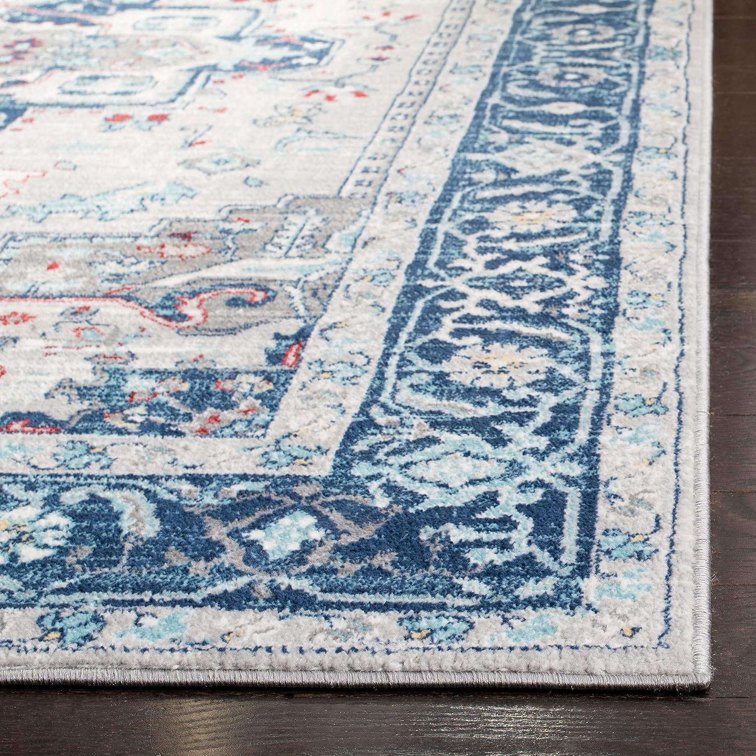 SAFAVIEH Brentwood Collection BNT811G – Alfombra decorativa de 3 x 5 pies, color gris claroazul, no desprende pelusa, para sala de estar o dormitorio