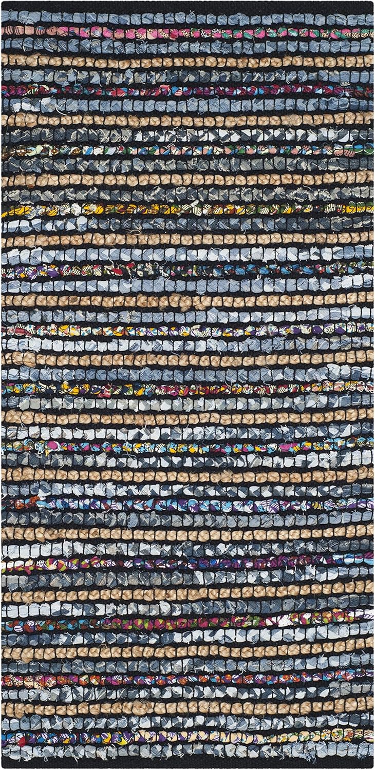 SAFAVIEH Cape Cod Collection – Alfombra decorativa, 2 pies 3 pulgadas x 4 pies, multicolor y natural, tejido plano trenzado de algodón y yute, ideal