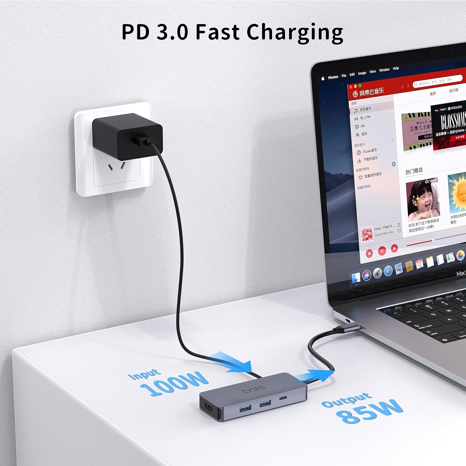 Mini concentrador USB C, estación de acoplamiento para portátil USB C de viaje, base USB C 7 en 1 con HDMI 4K, 2 USB 3.0, 100 W PD, USB-C 3.0,