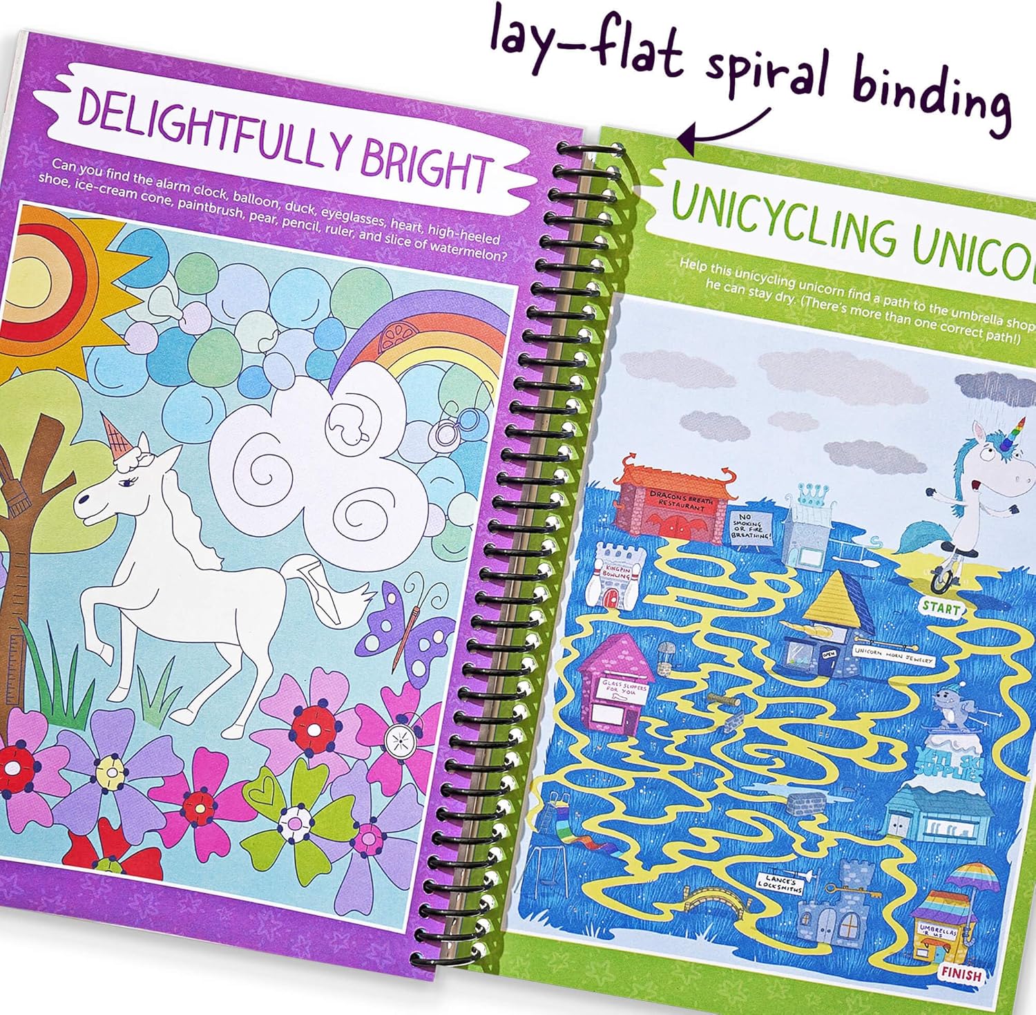 Highlights – Juego de 2 libros de imágenes ocultas para niños, imágenes ocultas, rompecabezas de unicornio e imágenes ocultas, rompecabezas de