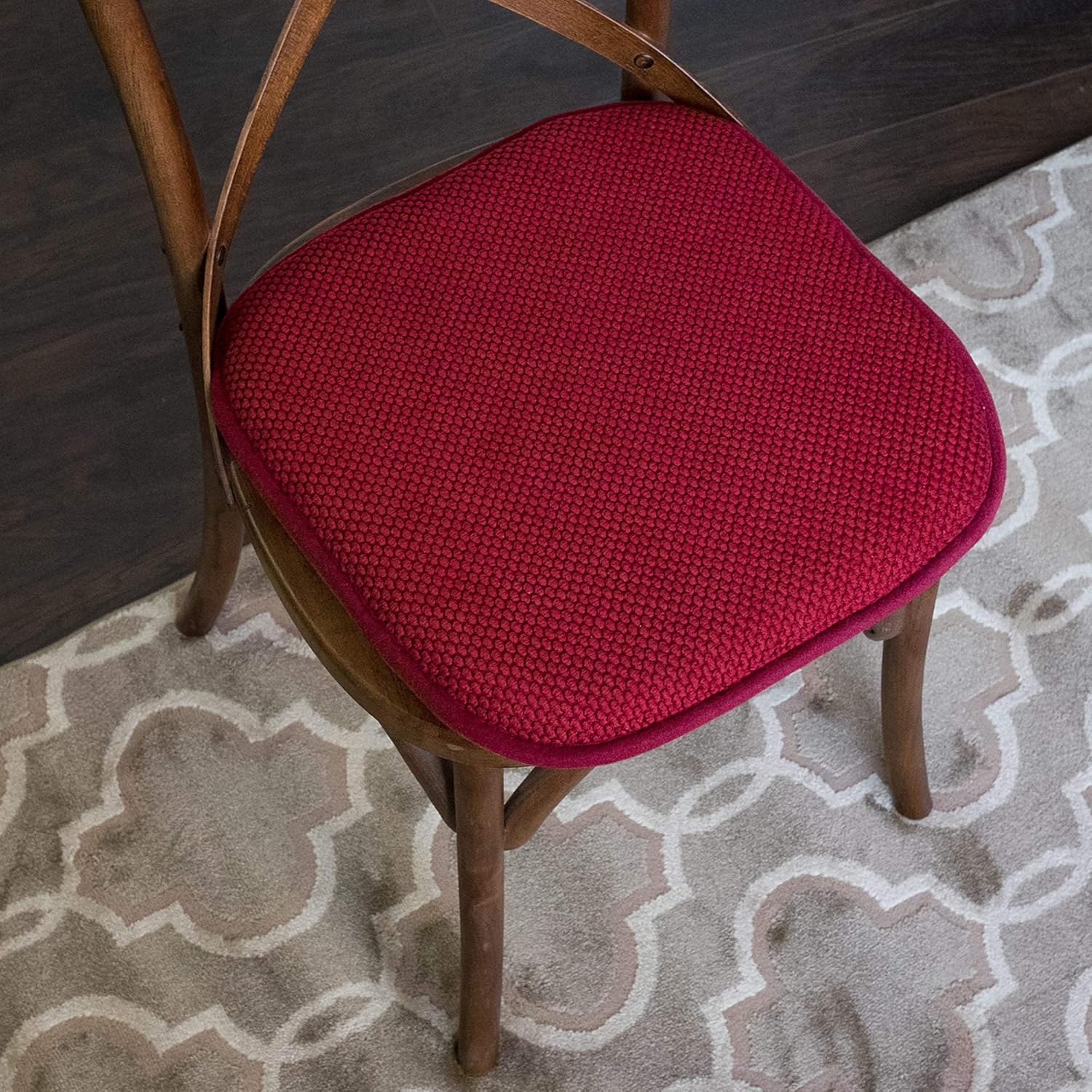 Sweet Home Collection Cojines de espuma viscoelástica para silla, diseño de panal, antideslizante, funda de asiento de 16 x 16 pulgadas, paquete de