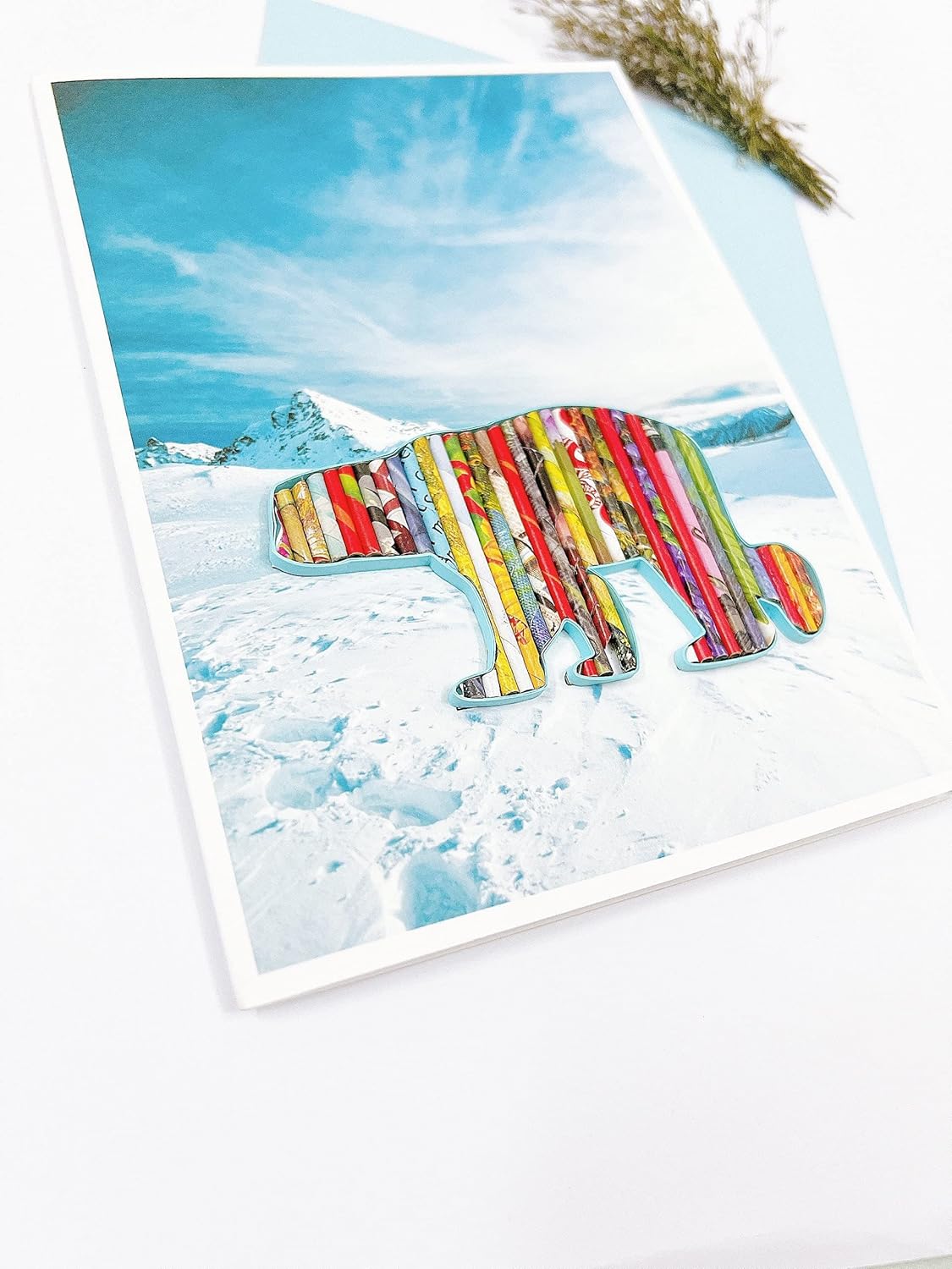 Polar Bear Recycled Card  Eco-friendly Handmade from Magazine  Iceberg Greeting Card  Holiday Card
