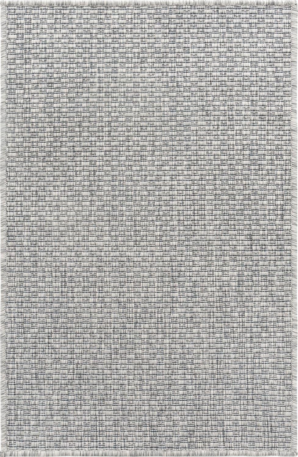 Rugs.com Outdoor Solid Collection Alfombra  2 x 3 pies alfombra de tejido plano gris claro perfecta para entradas, cocinas, rincones de desayuno,
