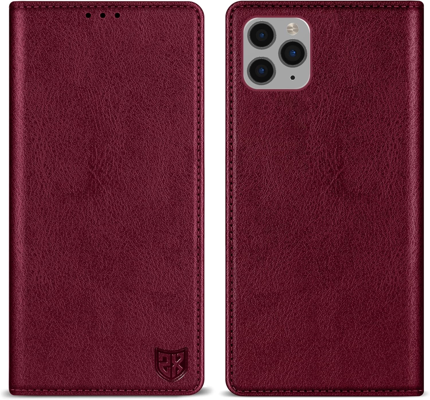 ZZXX Funda tipo cartera para iPhone 11 Pro Max, 3 ranuras para tarjetas con bloqueo RFID, funda protectora de cuero magnético fuerte para teléfono