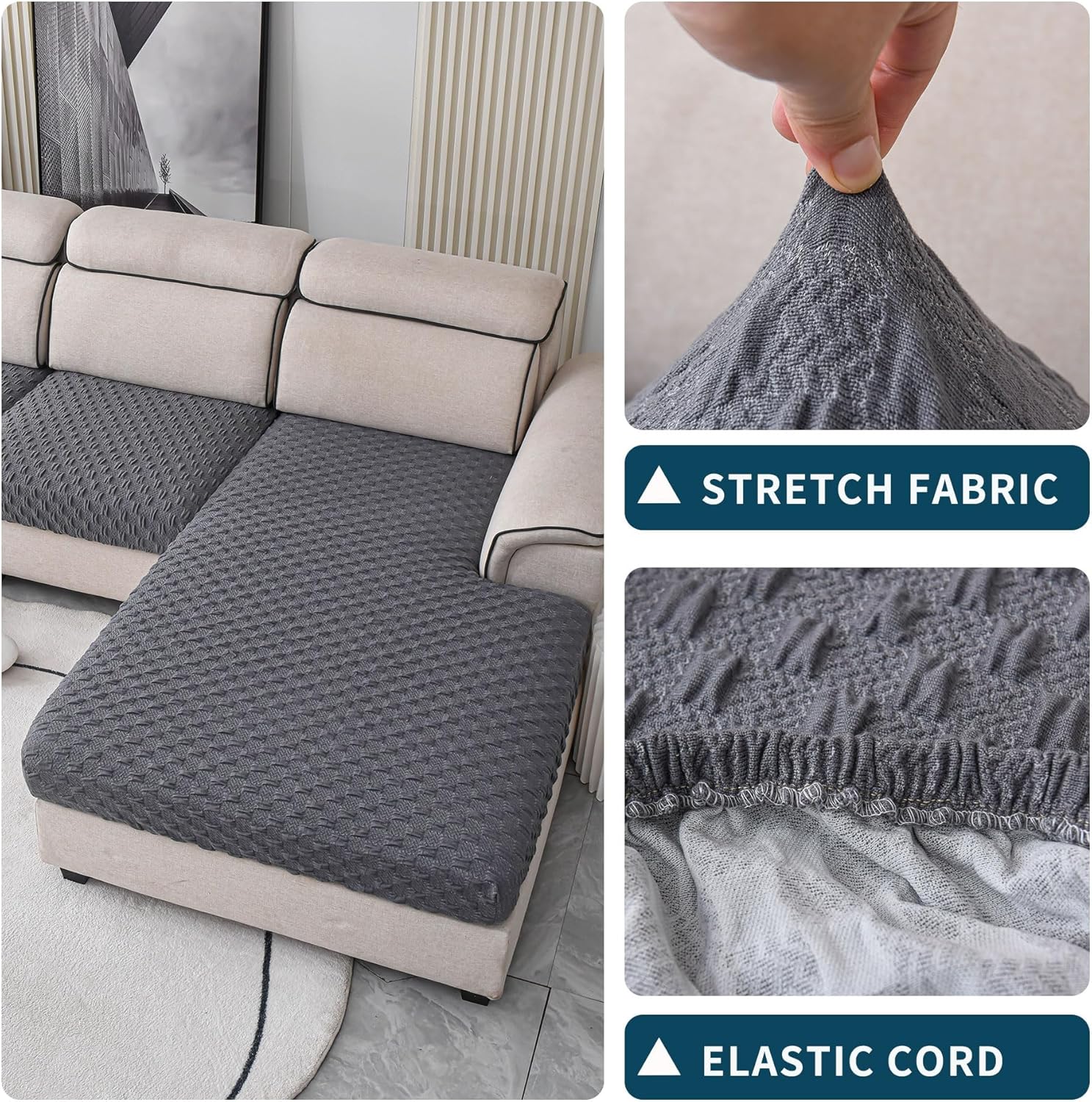 LUFEIJIASHI Fundas para sofá seccional, fundas de cojín en forma de L para sofá seccional, fundas elásticas para sofá seccional, protector de