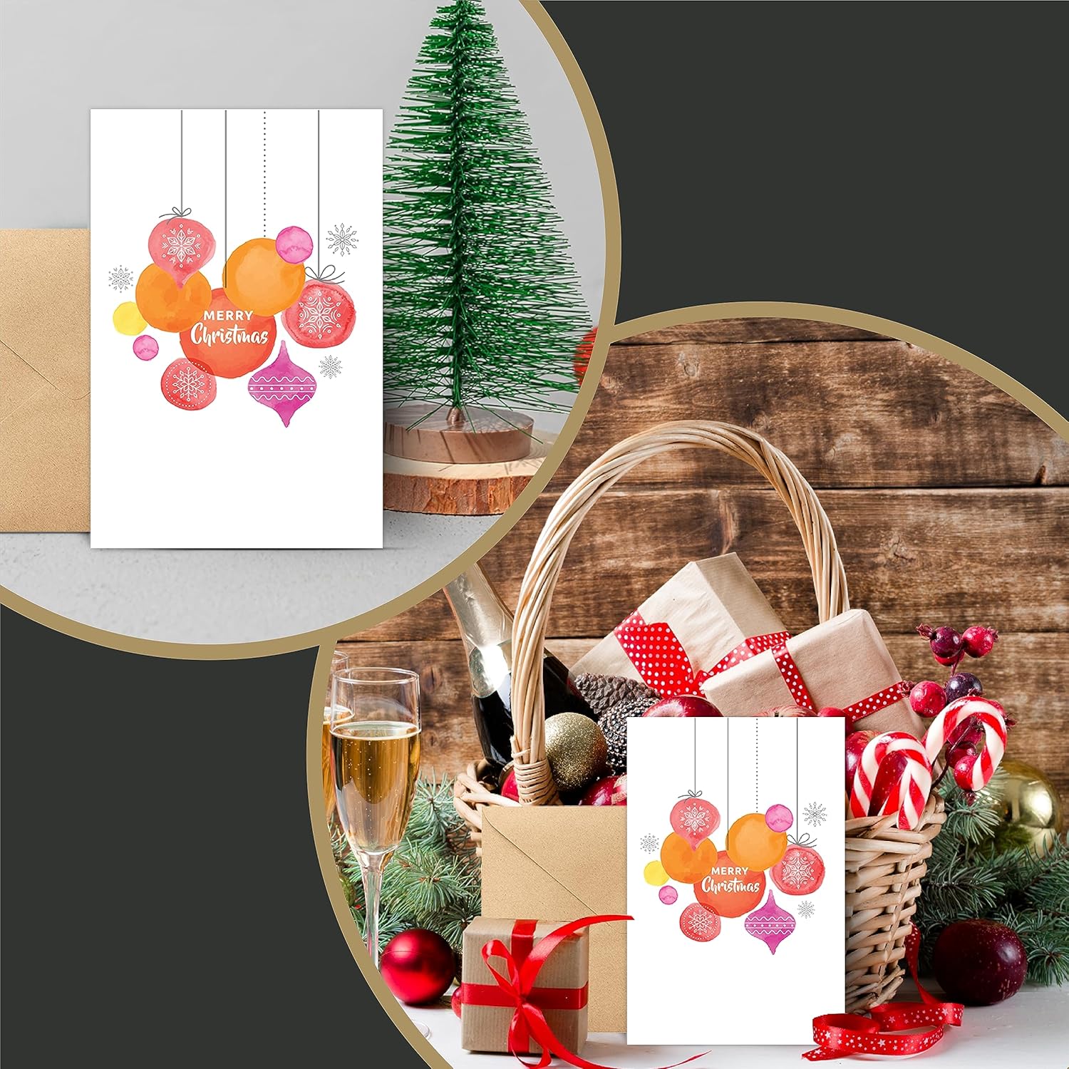 easykart labels Surtido de 20 tarjetas de Navidad con sobres y calcomanías de sellado, 4 temas coloridos de vacaciones y Navidad, 6.75 x 4.5