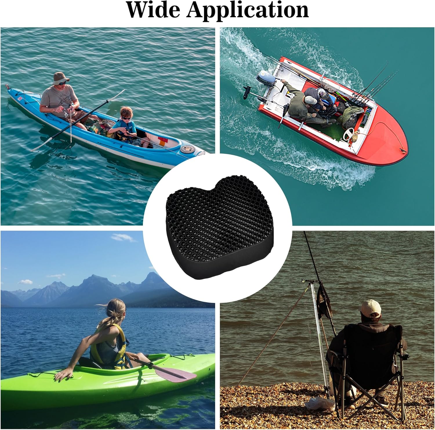 Kayak Seat Cushion, Anti Slip Gel Seat Cushion for Long Sitting on Boat, Canoe, Sup, Chair