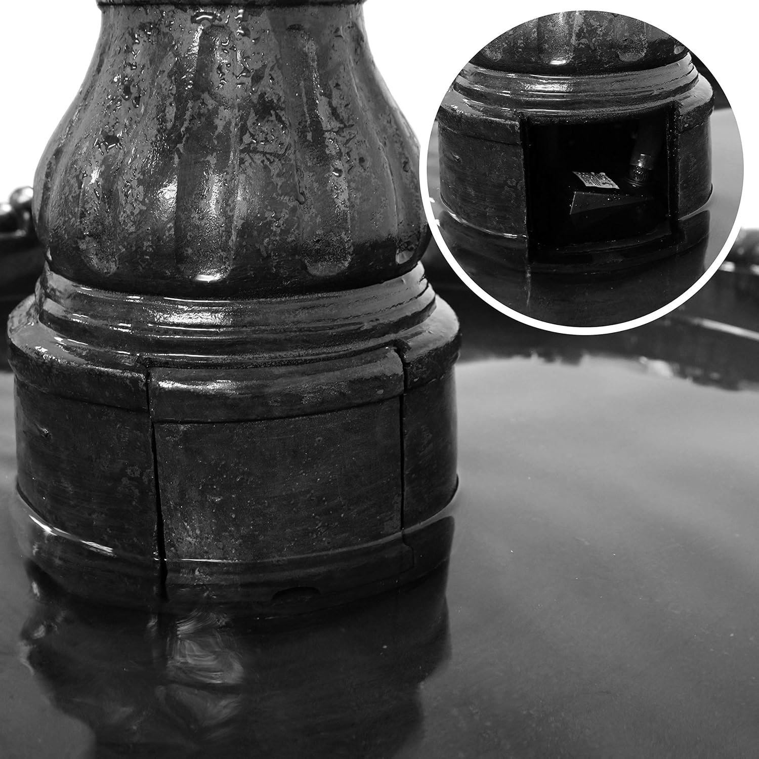 Sunnydaze Grand Courtyard – Fuente de agua para exteriores de 80 pulgadas, 4 niveles, bomba sumergible eléctrica, color negro
