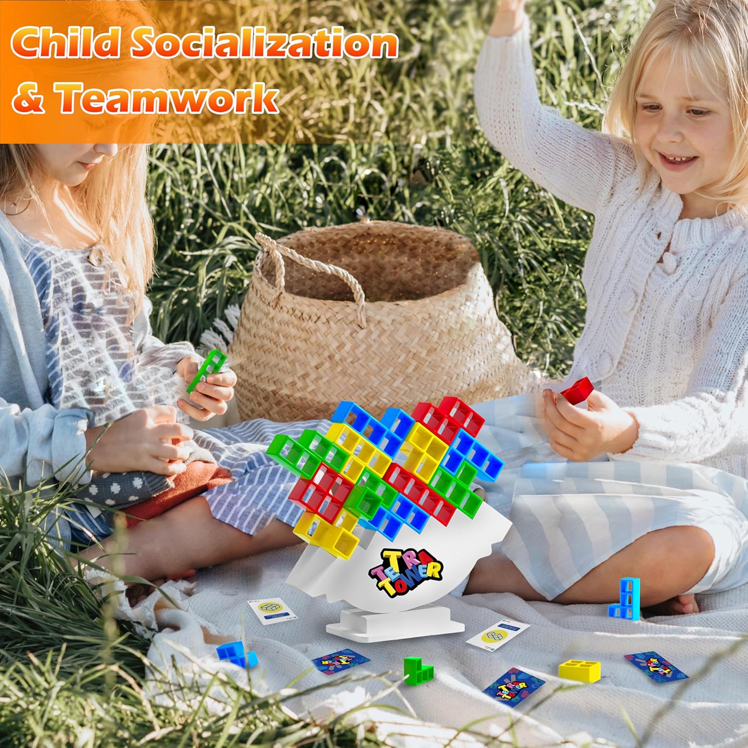 Tetra Tower – Bloque apilable de equilibrio, juegos de mesa para niños y adultos, juegos de fiesta, el juego de bloques de construcción de