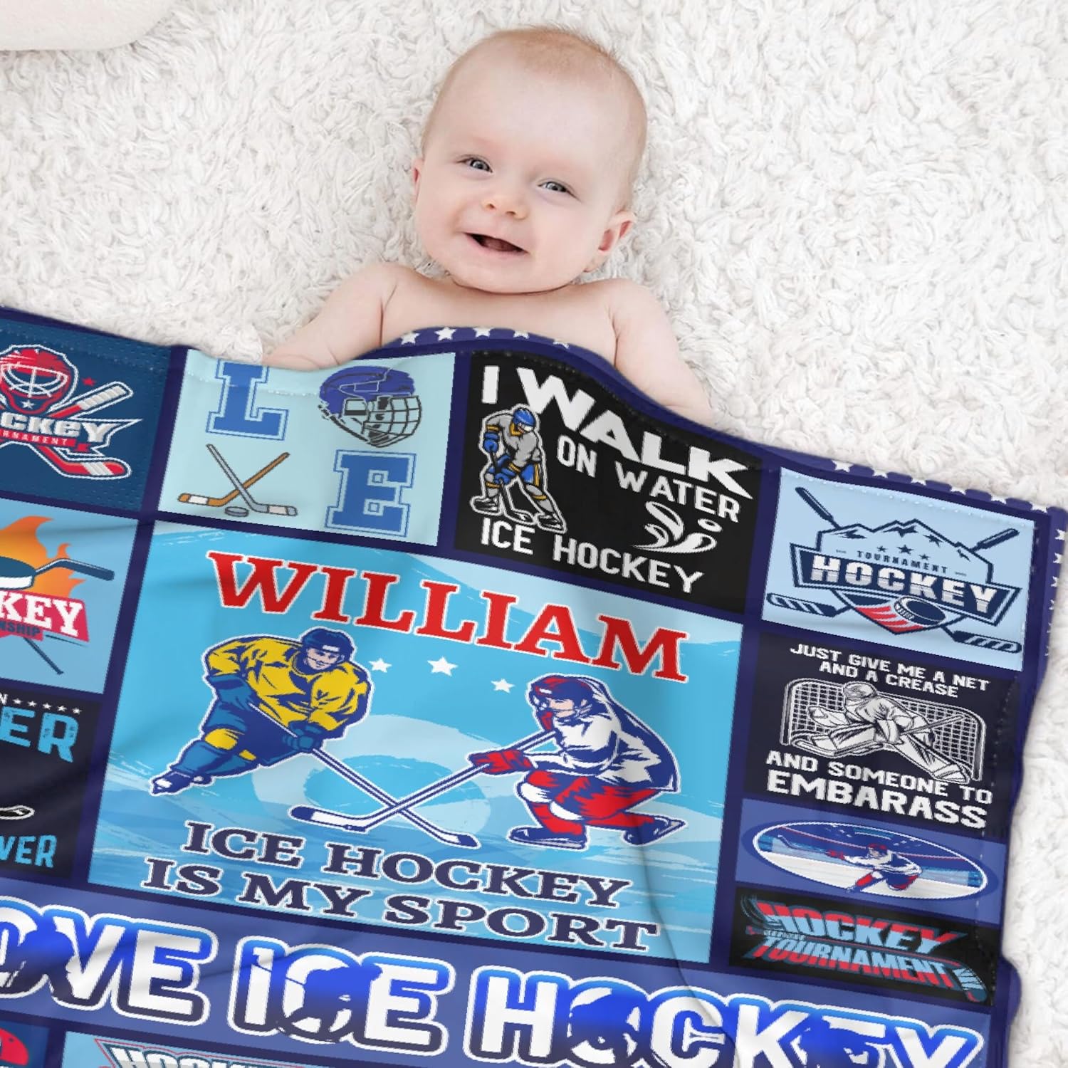COW BLANKET Regalos personalizados de hockey sobre hielo para adolescentes, niños y niñas, mantas personalizadas de franela de alta calidad, regalos