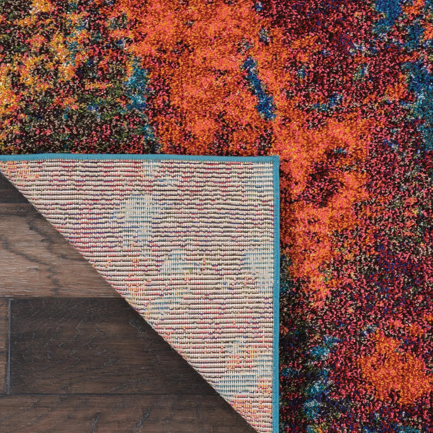 Nourison – Celestial – rojoazul atlántico – alfombra de área de 3 pies 11 pulgadas x 5 pies 11 pulgadas, contemporánea, abstracta, fácil de limpiar,