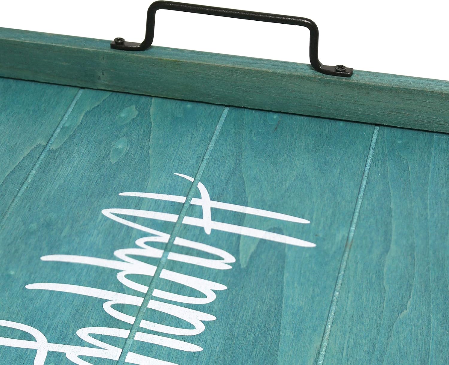 Elegant Designs HG2000-BHP – Bandeja decorativa de madera con asas, 15.50 x 12 pulgadas, color azul lavado Happy Place