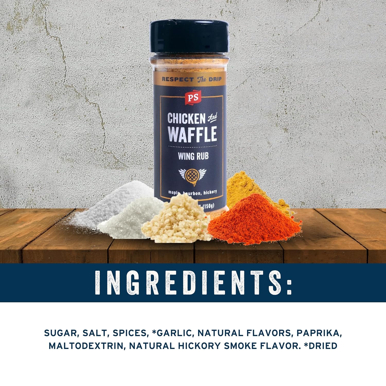 PS Seasoning Alas de pollo y waffle, condimento de alas de pollo de arce, aroma de alas dulces y ahumadas con arce, bourbon, nogal, condimento de