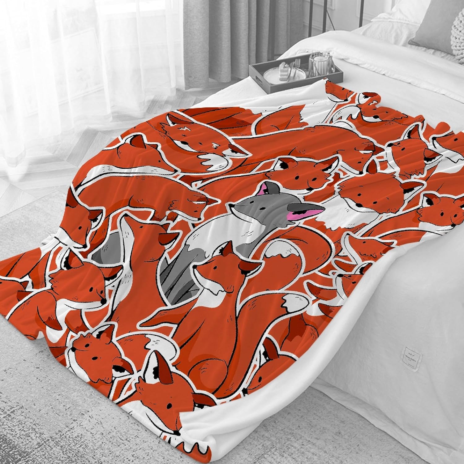 Foxes – Manta de regalo para mujeres, niños, manta de zorro gris, suave y cómoda, para amantes de los animales, regalos de zorros, mantas de franela