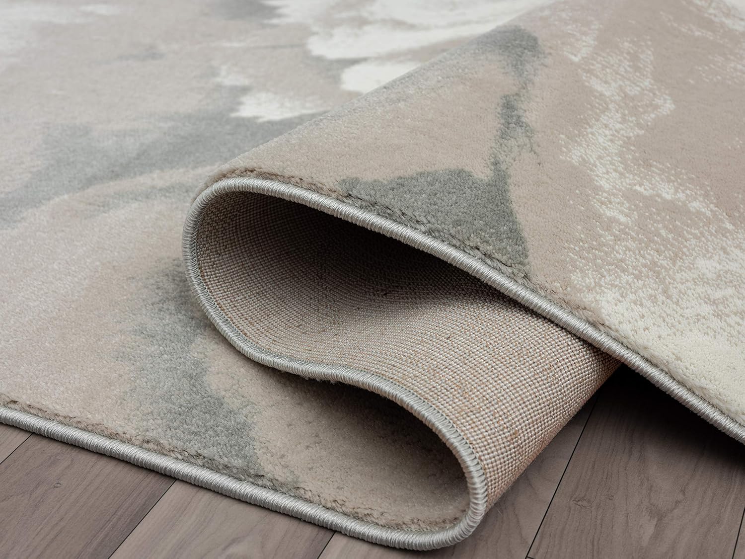 Abani Alfombra azul y beige con diseño abstracto líquido, estilo contemporáneo, colección ARTO  Construcción superior de fabricación turca