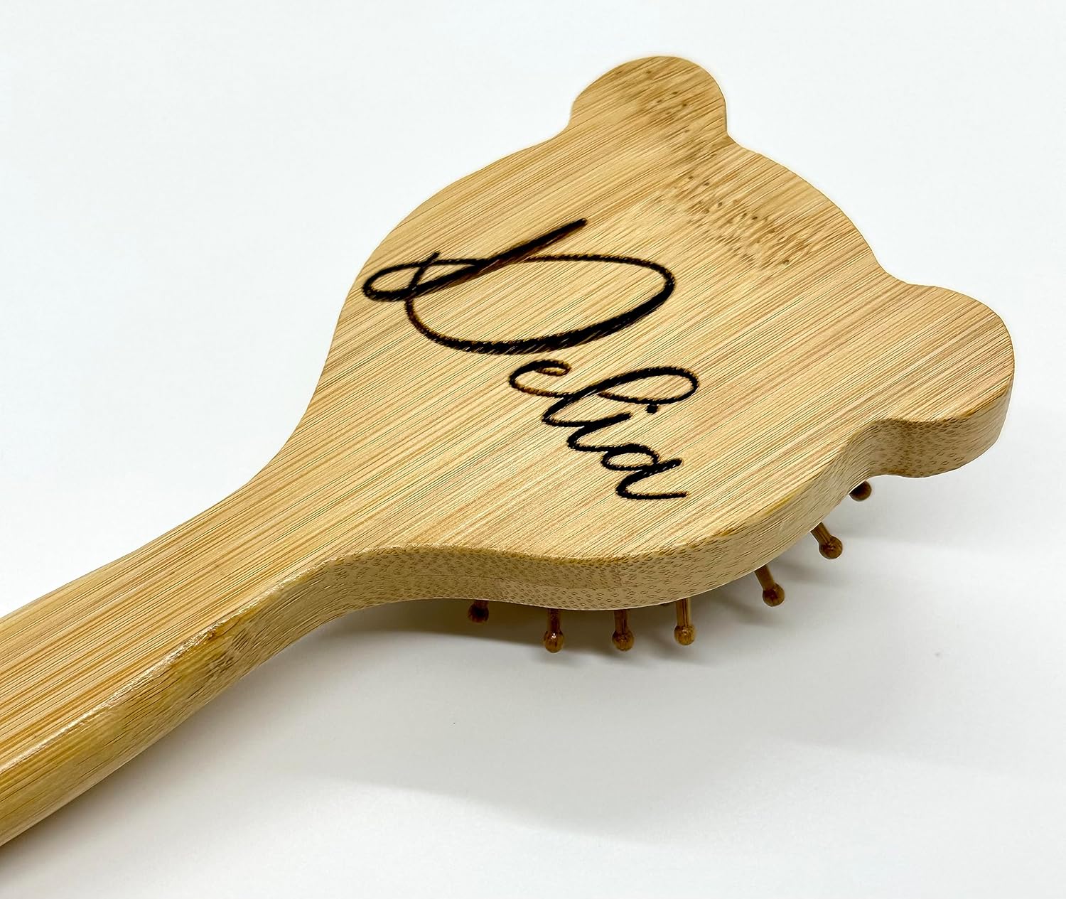 Personalized Brush Bear hair brush bamboo wood engraved small hand travel brush gift for girl