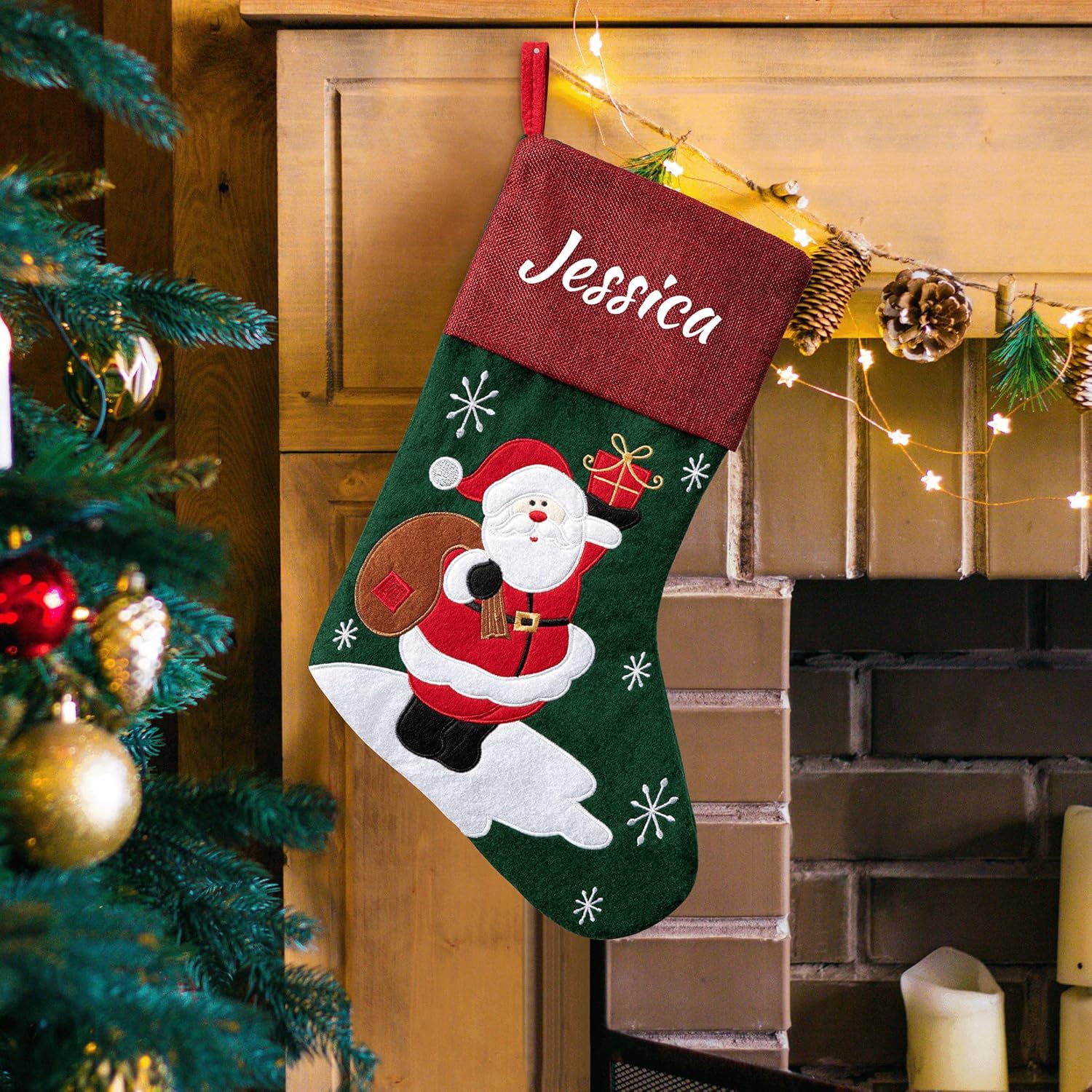 Medias de Navidad personalizadas con nombres para decoración de Navidad, adornos de Papá Noel