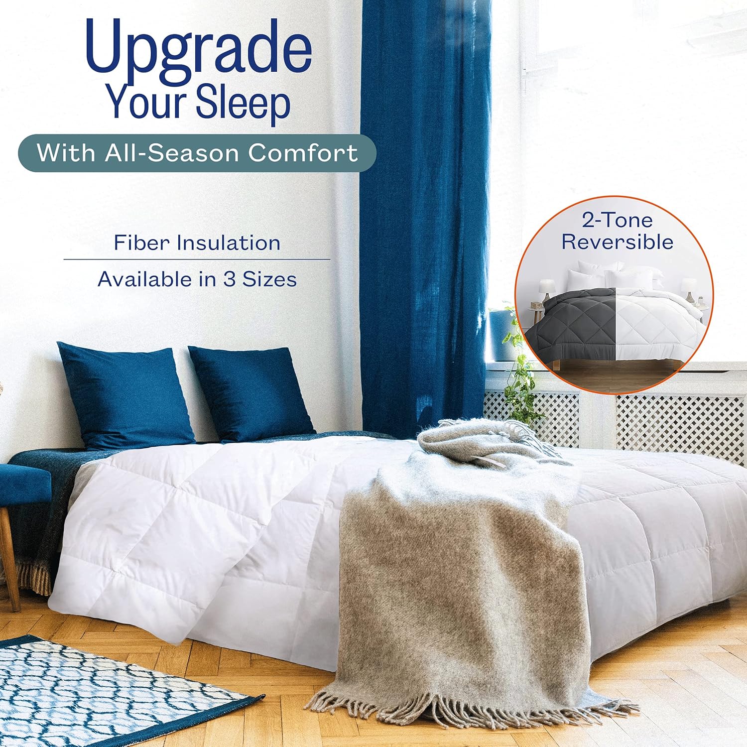 Edredón alternativo Sleep Restoration Down  reversible  Calidad de hotel para todas las estaciones, edredón hipoalergénico de lujo, Microfibra,