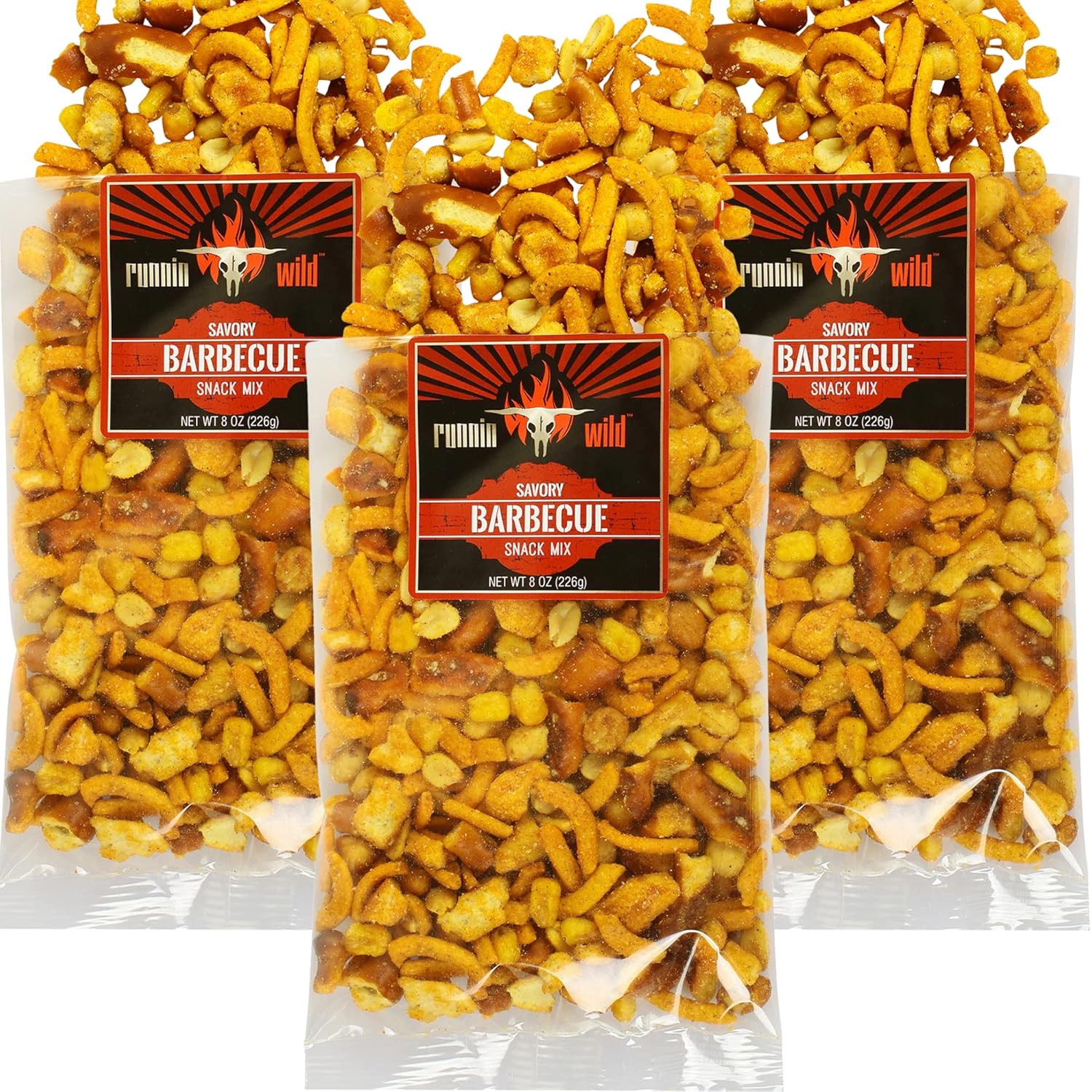 Mezcla de aperitivos para barbacoa  Stcks de maíz para barbacoa, pepitas de maíz, piezas de pretzel para barbacoa, cacahuetes tostados y tostados
