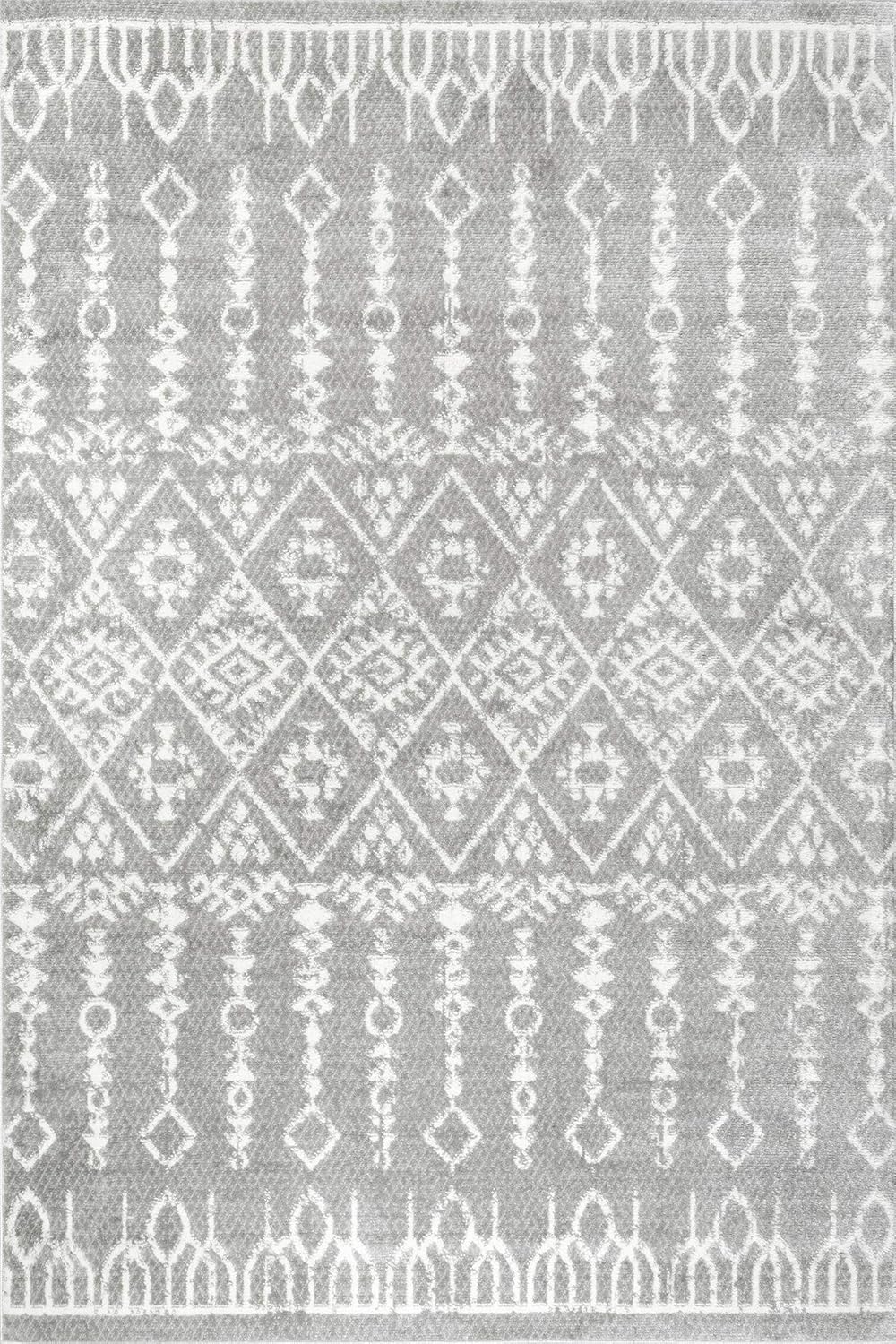 nuLOOM Jaelynn – Alfombra tribal de celosía, 4 x 6 pies, color gris, rectangular
