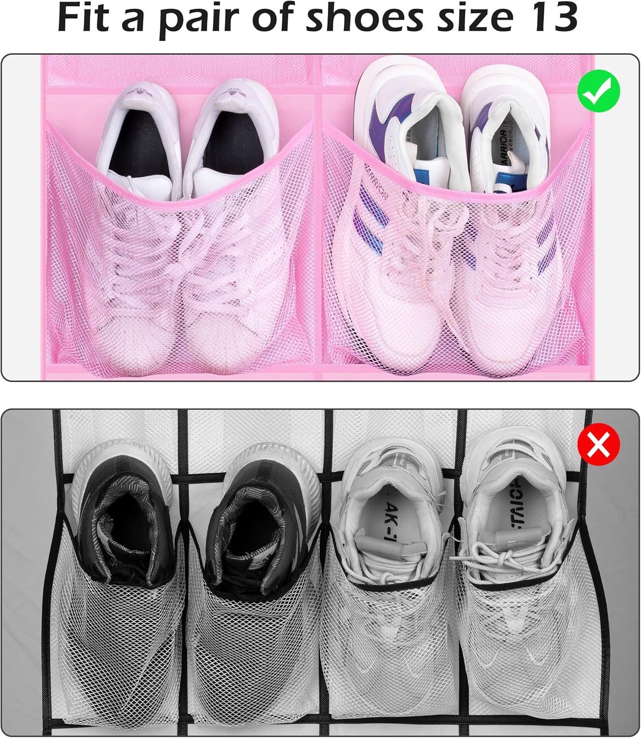 KIMBORA 12 bolsillos grandes de malla sobre la puerta, organizador de zapatos para armario, zapatero colgante para puerta, colgador de zapatos,